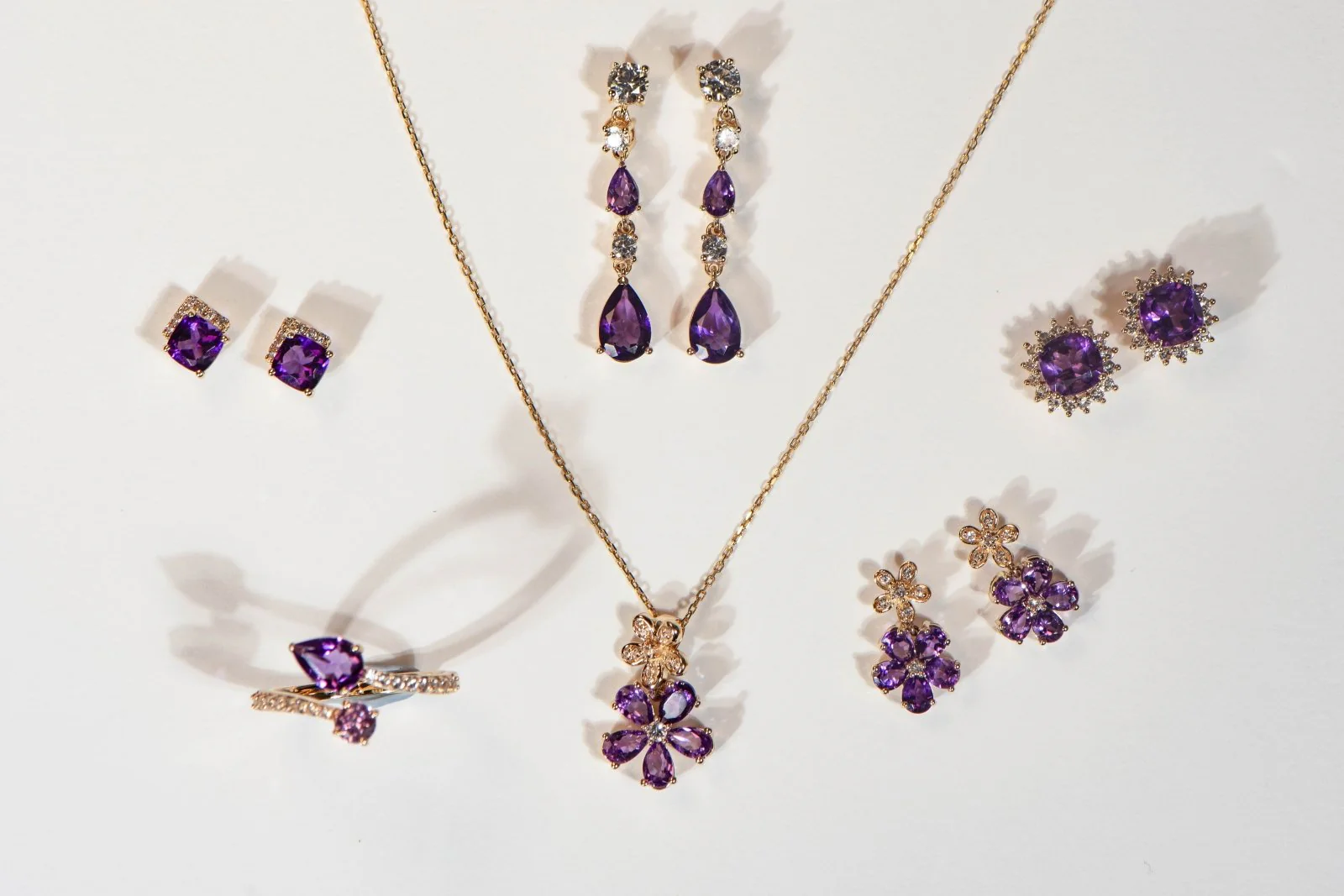 Yellow Gold Amethyst White Sapphire Teardrop - Image 3