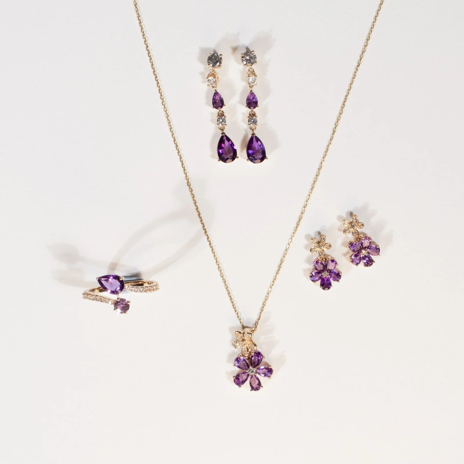 Yellow Gold Amethyst White Sapphire Teardrop - Image 7