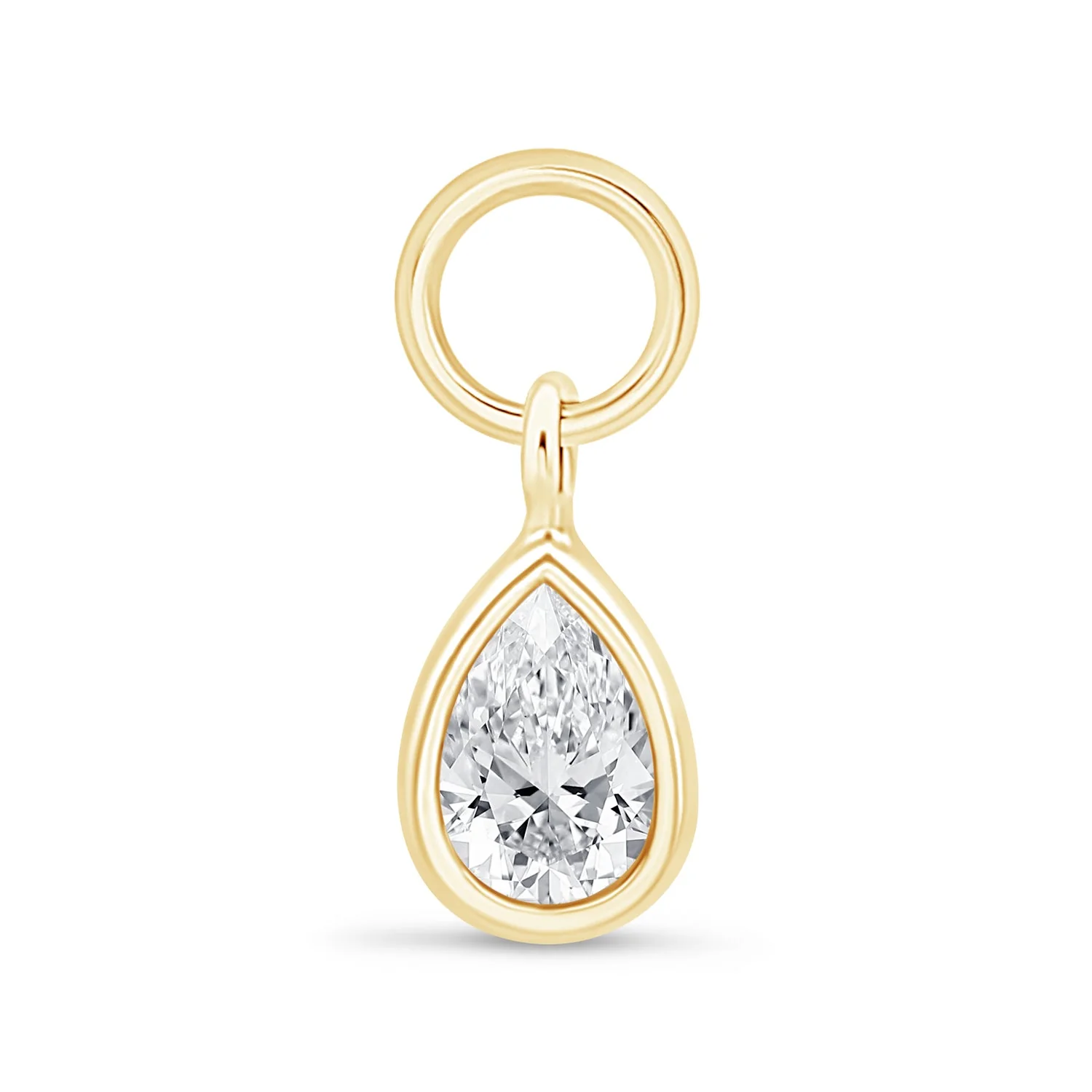 Yellow Gold Bezel Set Teardrop Charm Hoop - Image 5