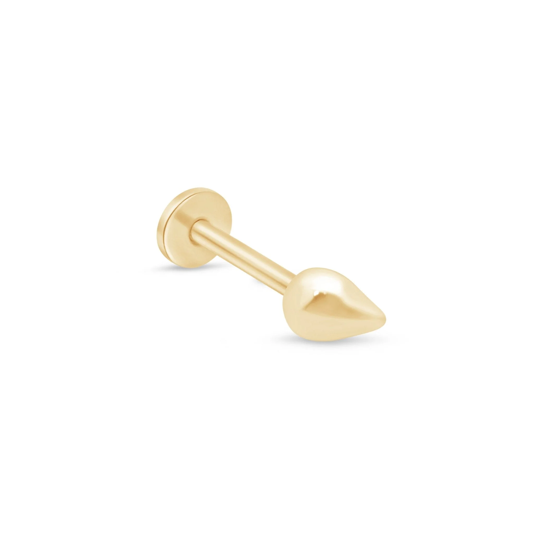 Yellow Gold Teardrop Threaded Flat Back Earring