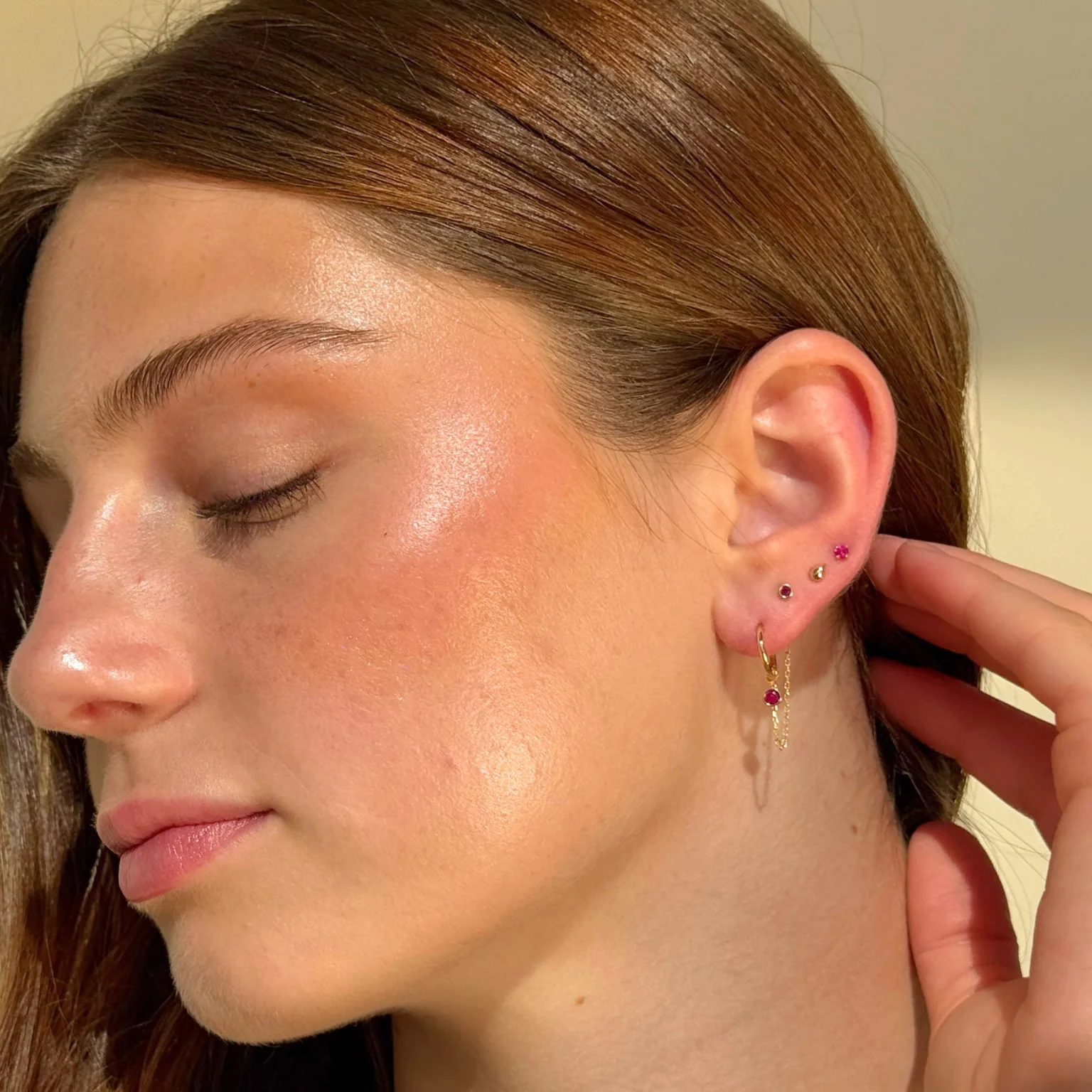 Yellow Gold Teardrop Threaded Flat Back Earring - Image 6