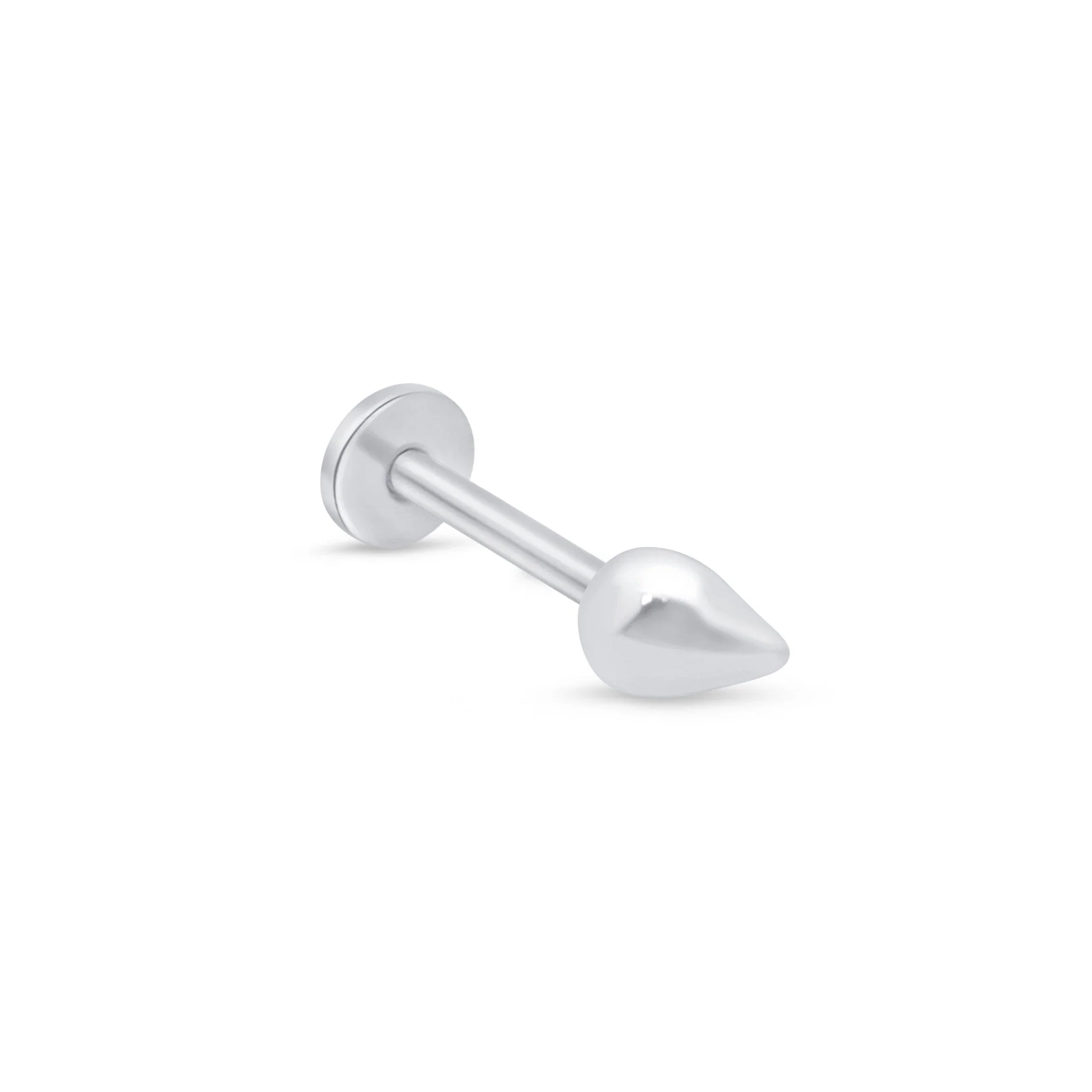 White Gold Teardrop Threaded Flat Back Earring
