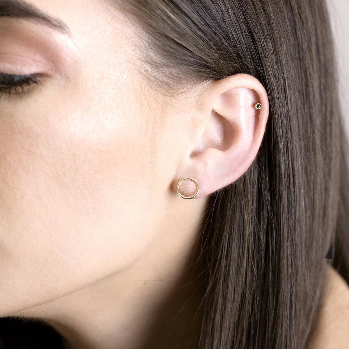 Yellow Gold Dainty Circle Screw Back Stud - Image 3
