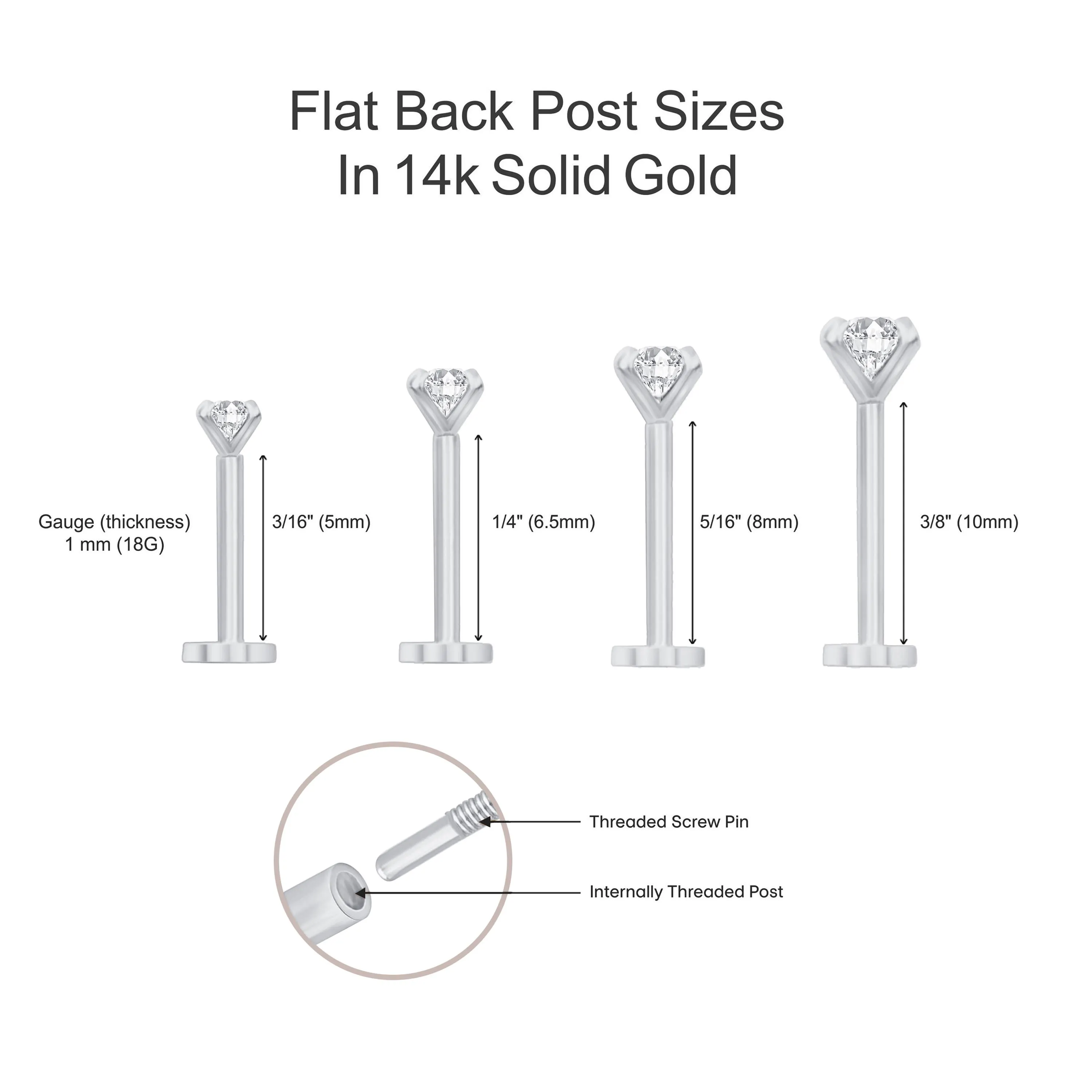 White Gold Three Bead Bar Flat Back Earring - Image 4