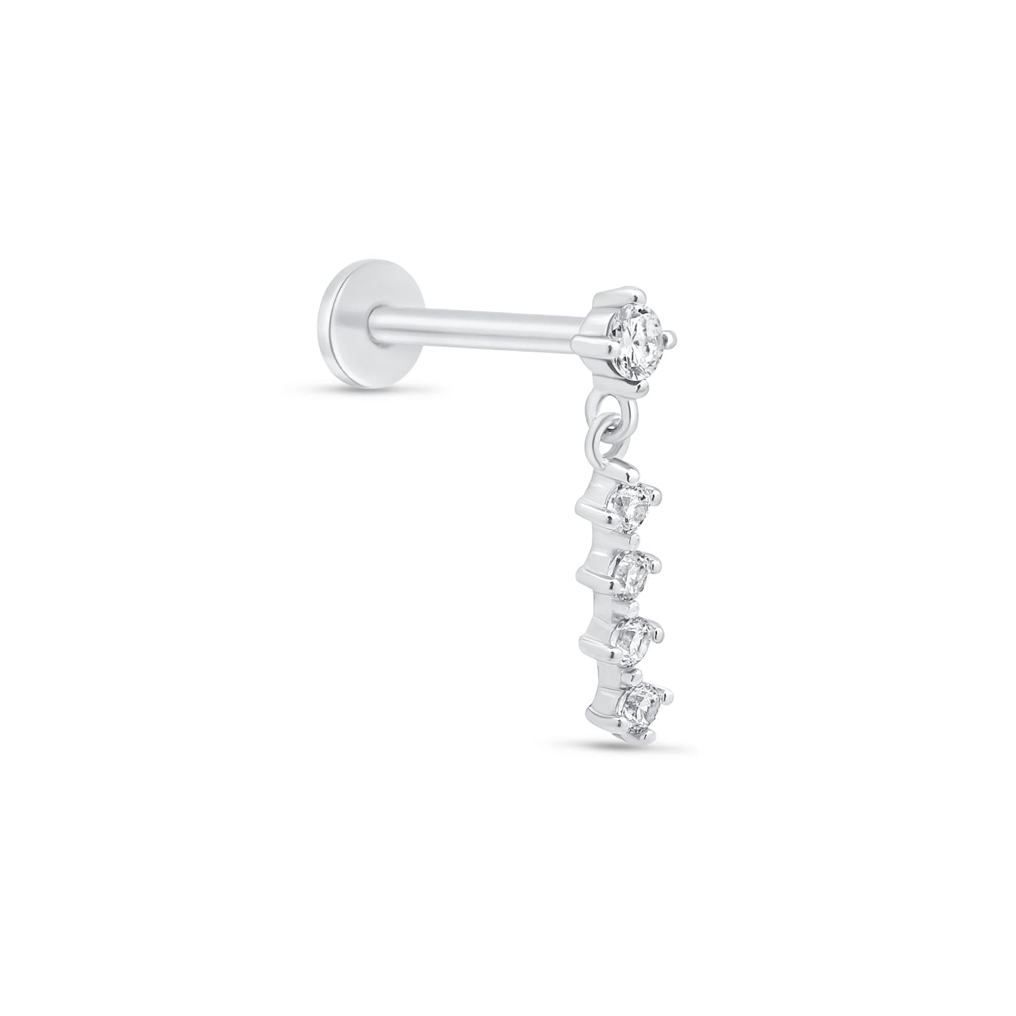 White Gold Diamond Strand Flat Back Earring