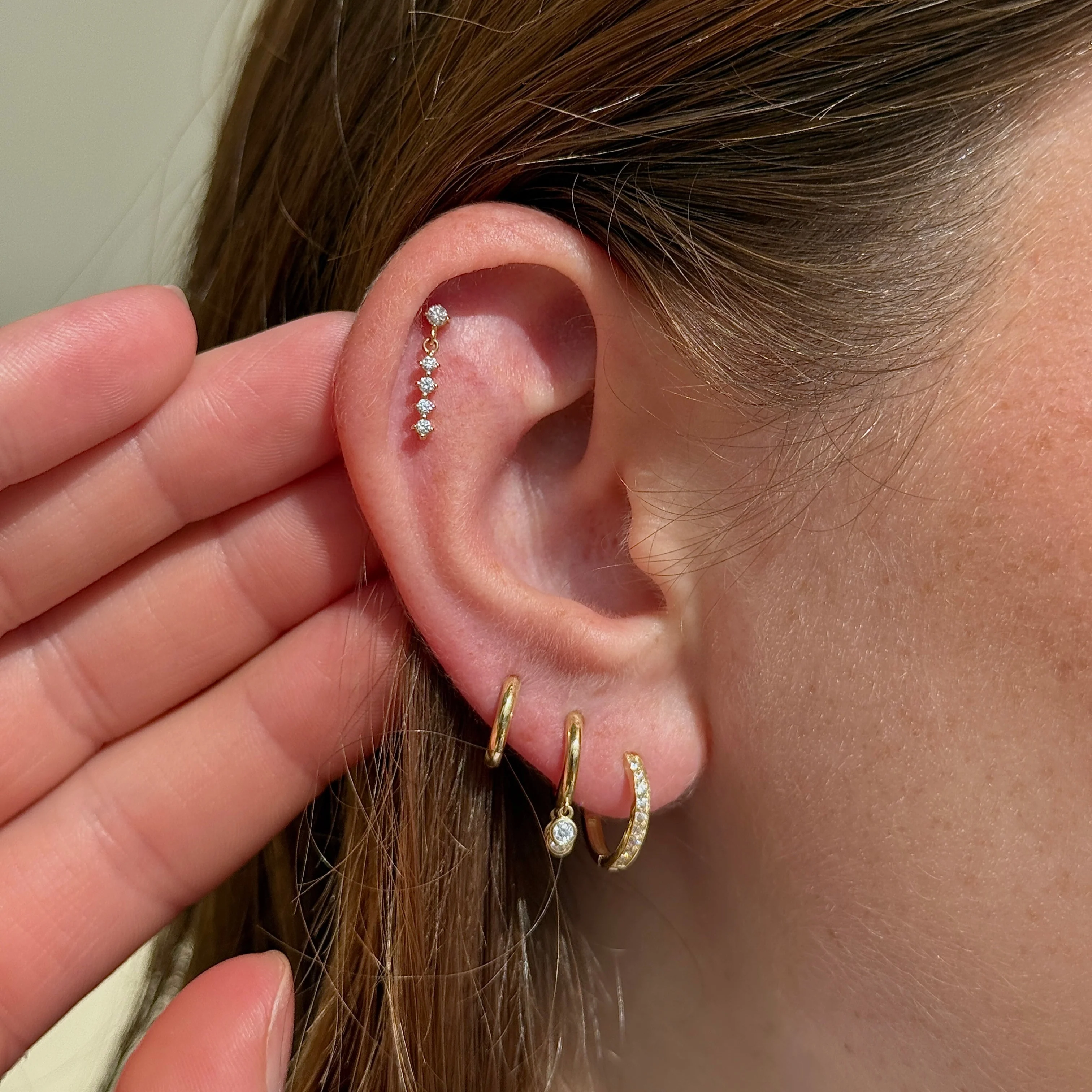 White Gold Diamond Strand Flat Back Earring - Image 2