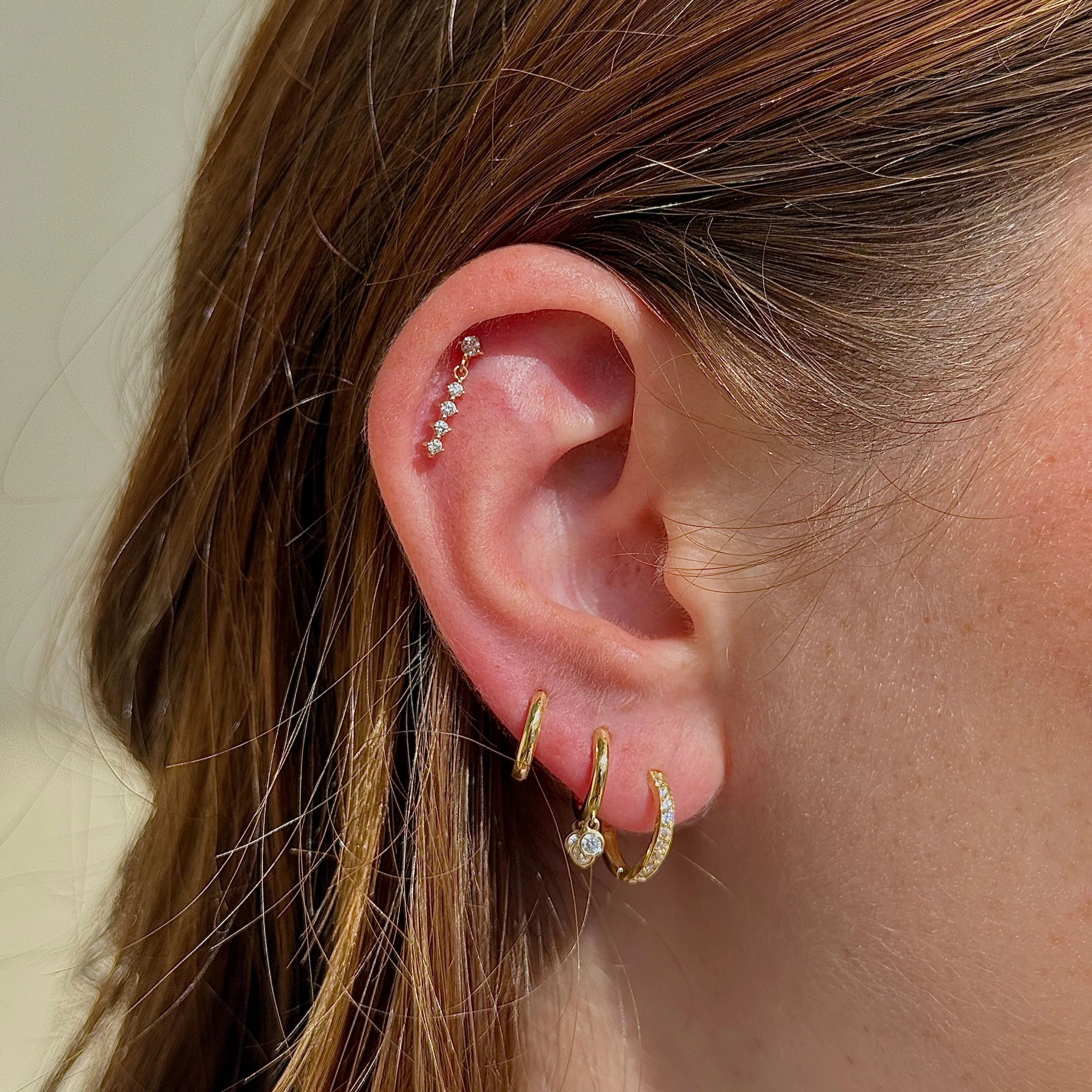 White Gold Diamond Strand Flat Back Earring - Image 4