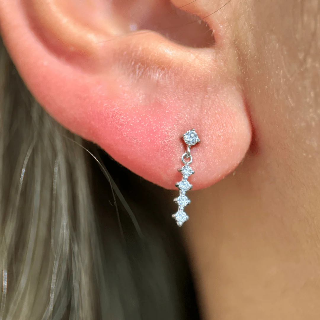 White Gold Diamond Strand Flat Back Earring - Image 5