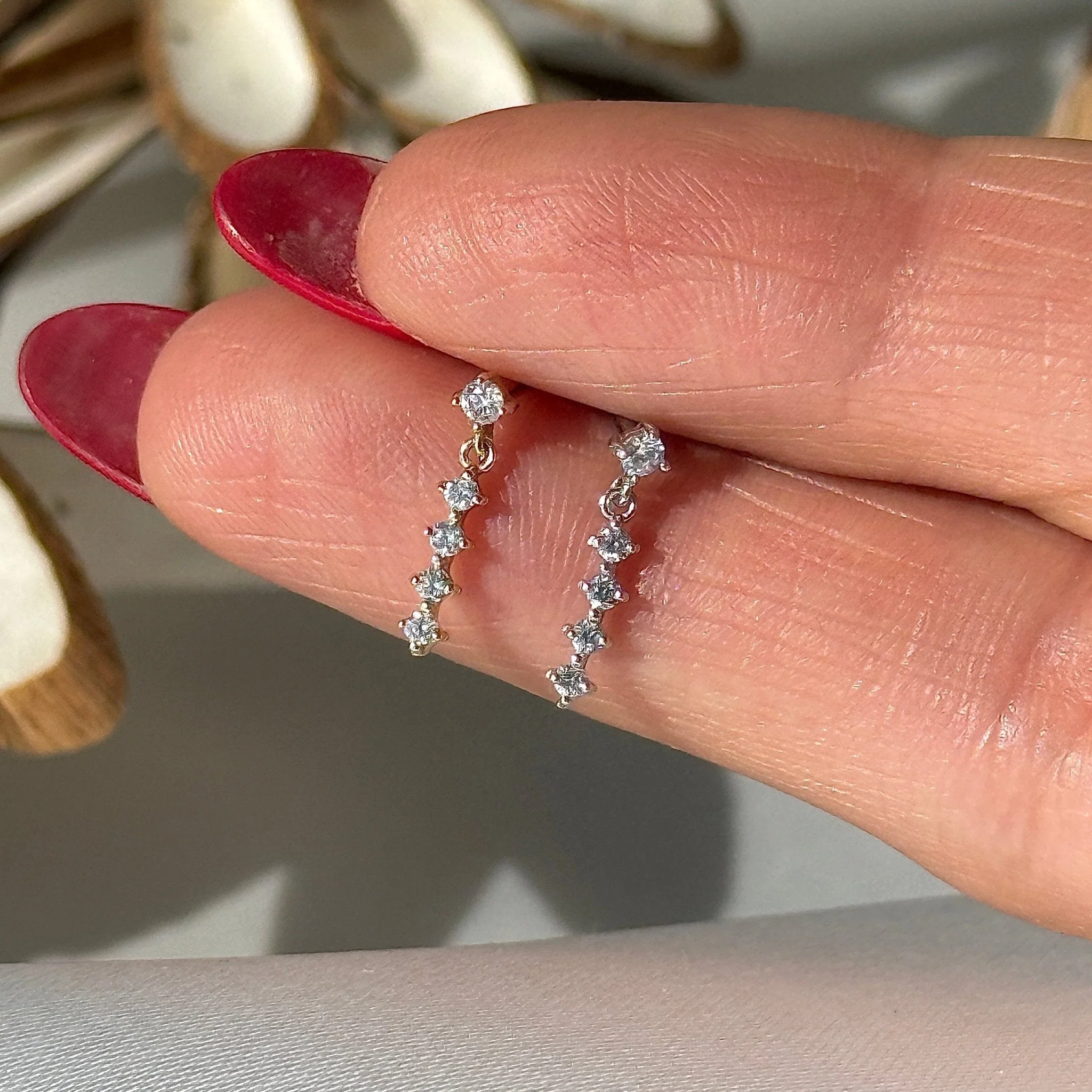 White Gold Diamond Strand Flat Back Earring - Image 7