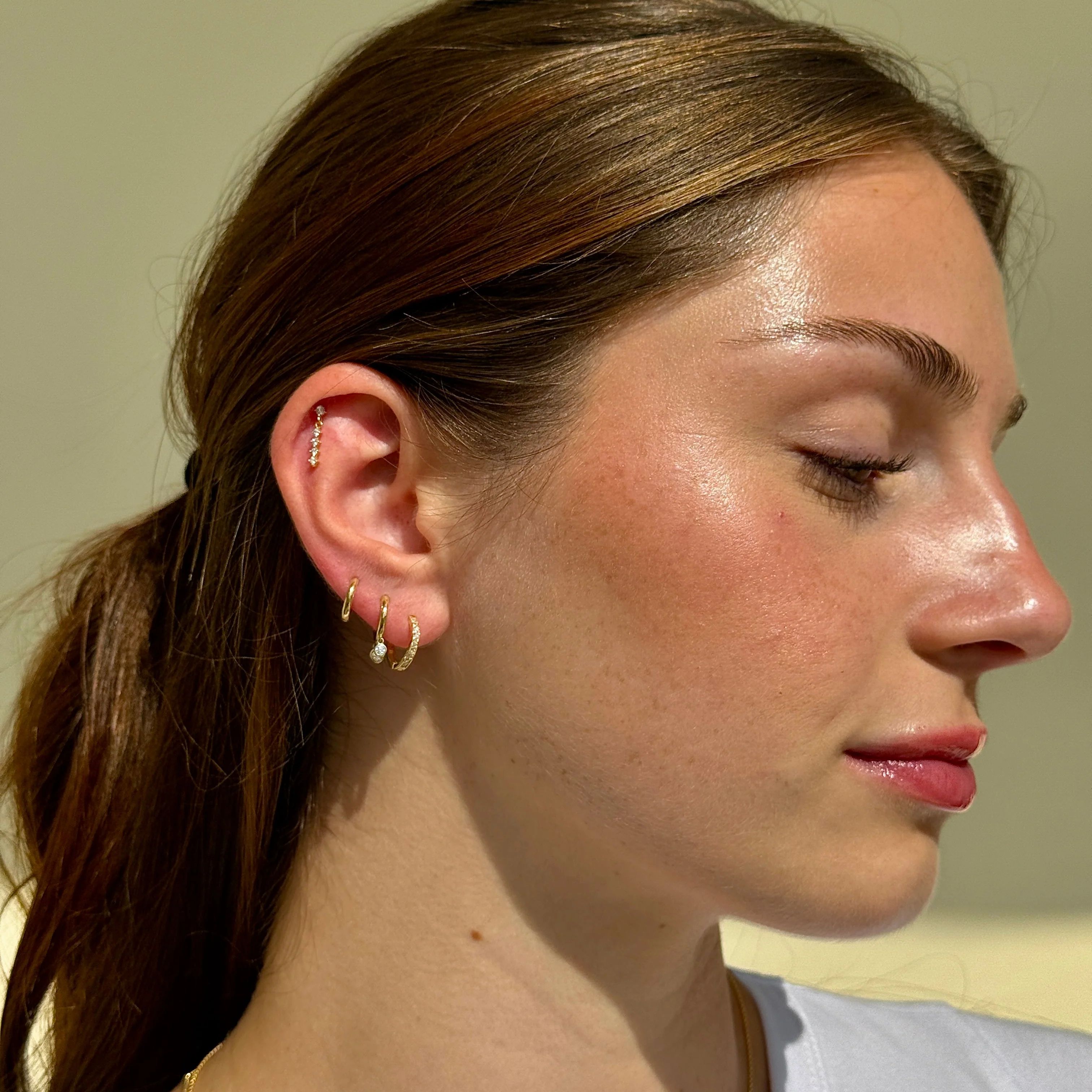 White Gold Diamond Strand Flat Back Earring - Image 8
