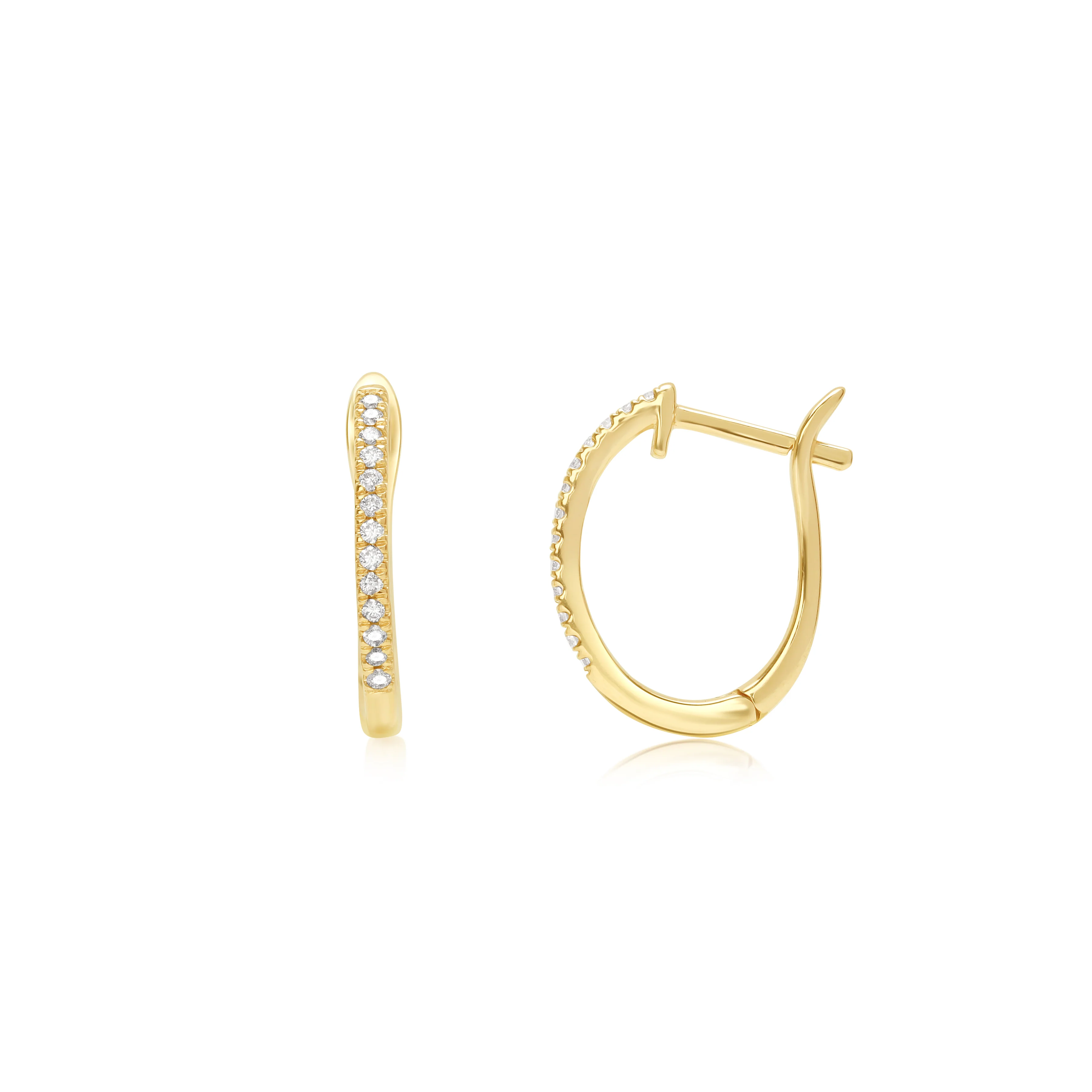 Yellow Gold Diamond Huggie Hoop