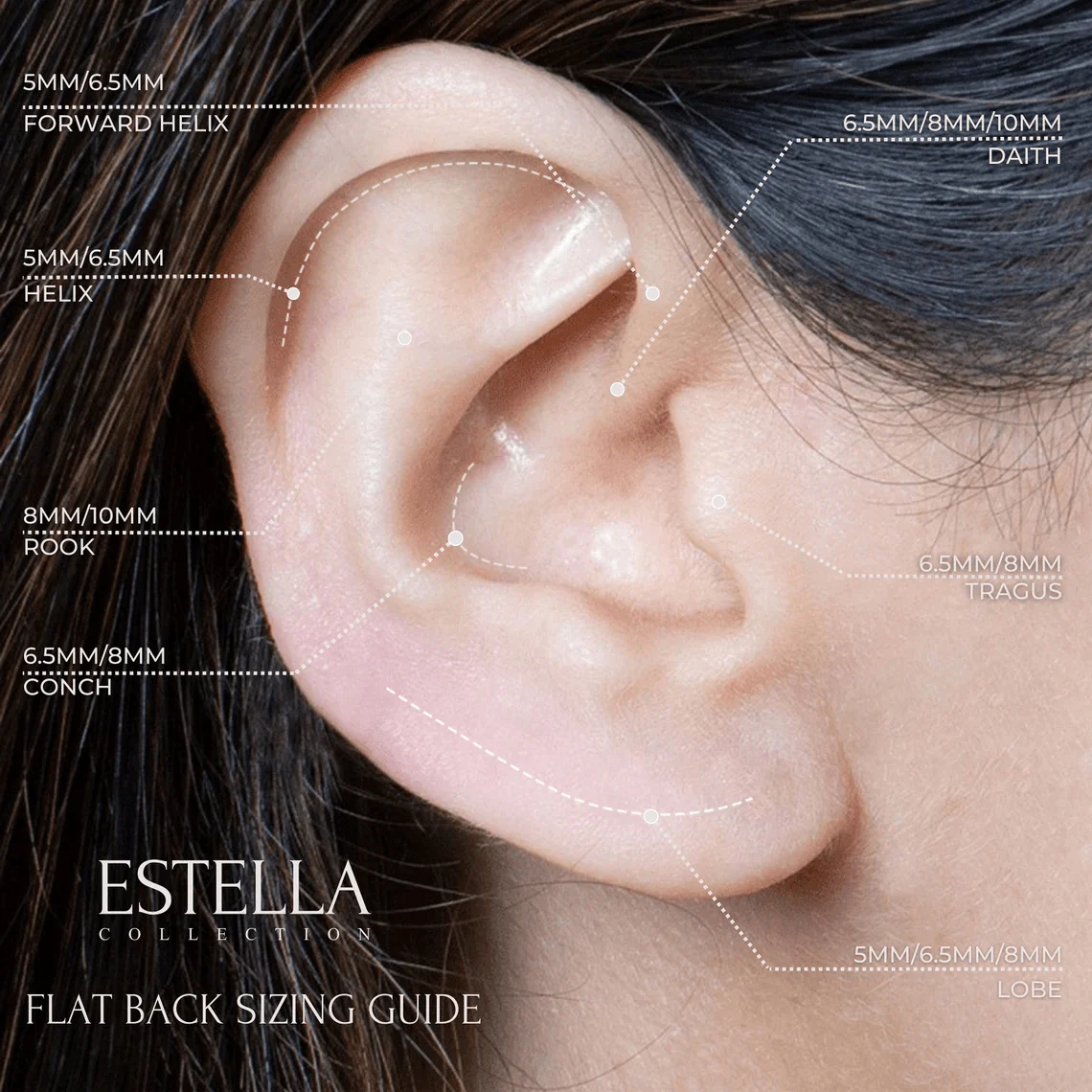 Yellow Gold Small Diamond Trinity Flat Back Earring - Image 10