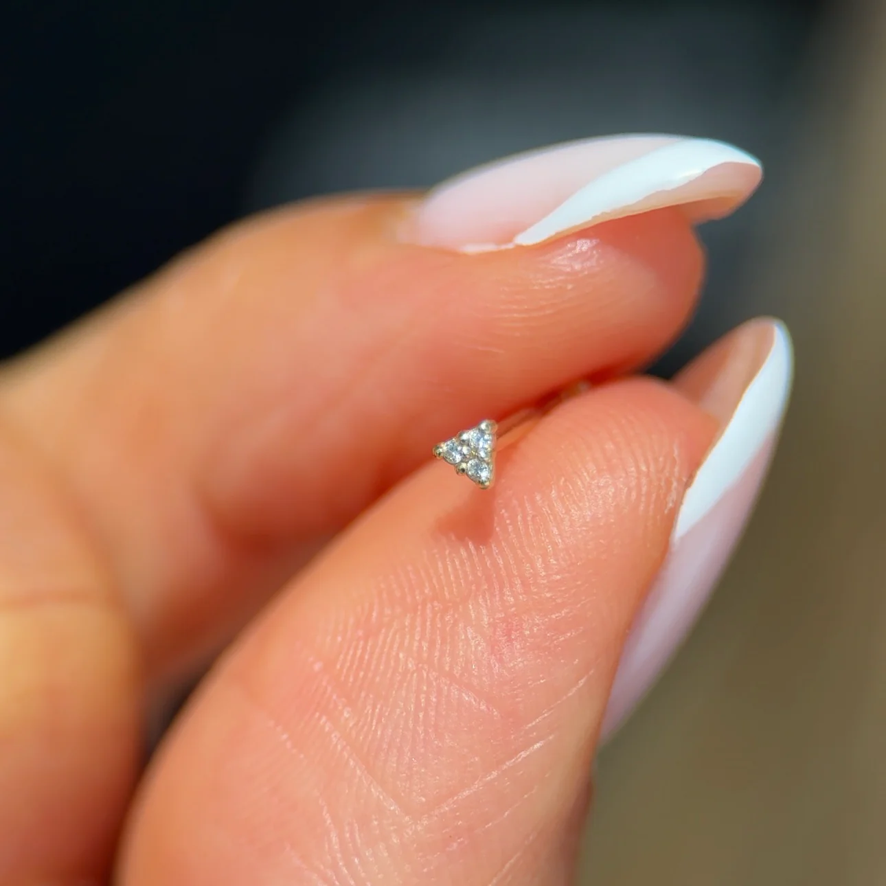Yellow Gold Small Diamond Trinity Flat Back Earring - Image 4
