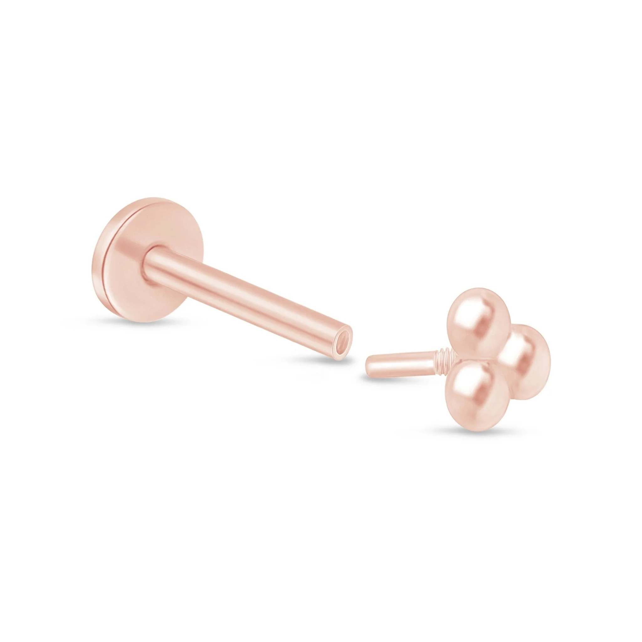 Rose Gold Trinity Beaded Cluster Flat Back Earring - Image 3