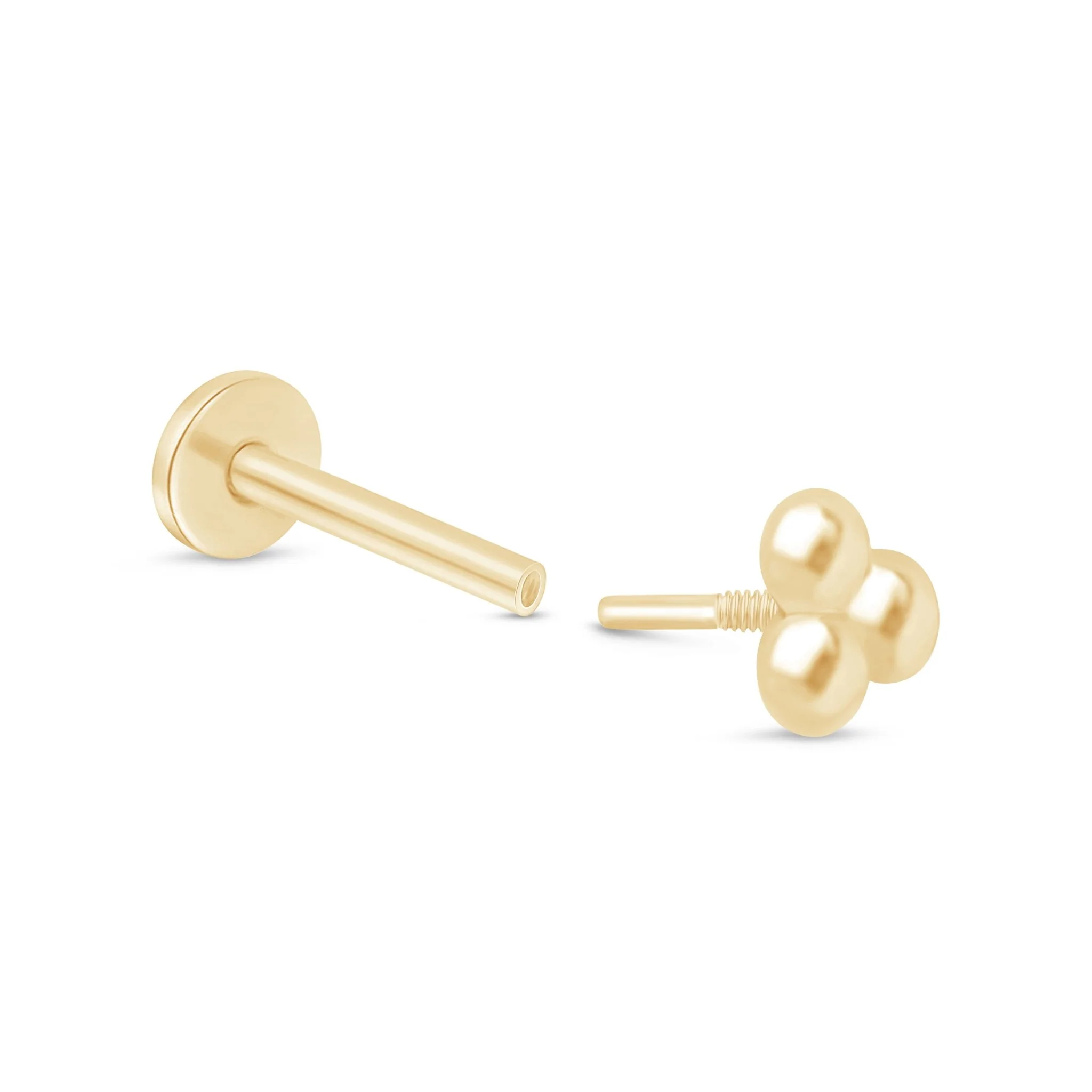 Yellow Gold Trinity Beaded Cluster Flat Back Earring - Image 19