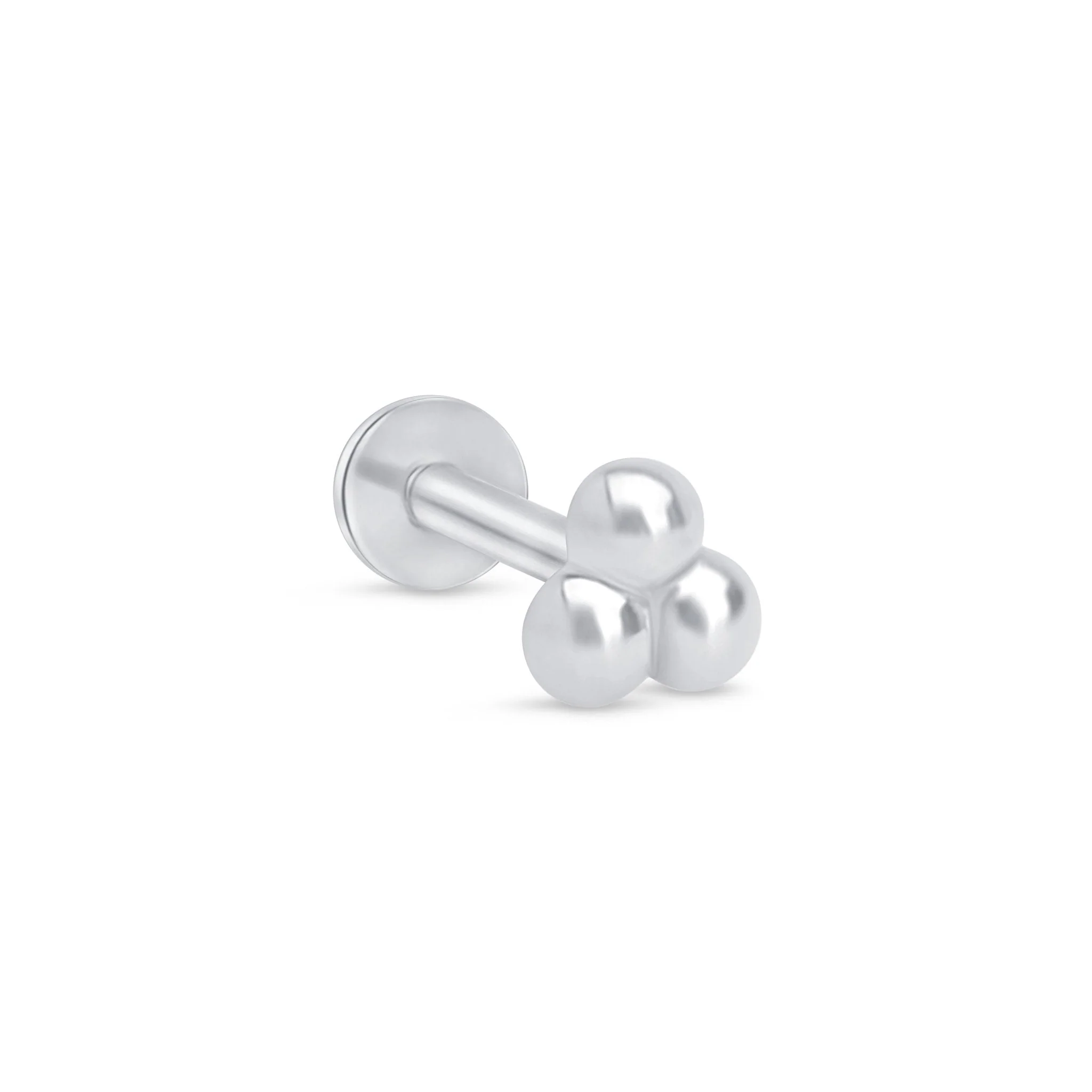 White Gold Trinity Beaded Cluster Flat Back Earring