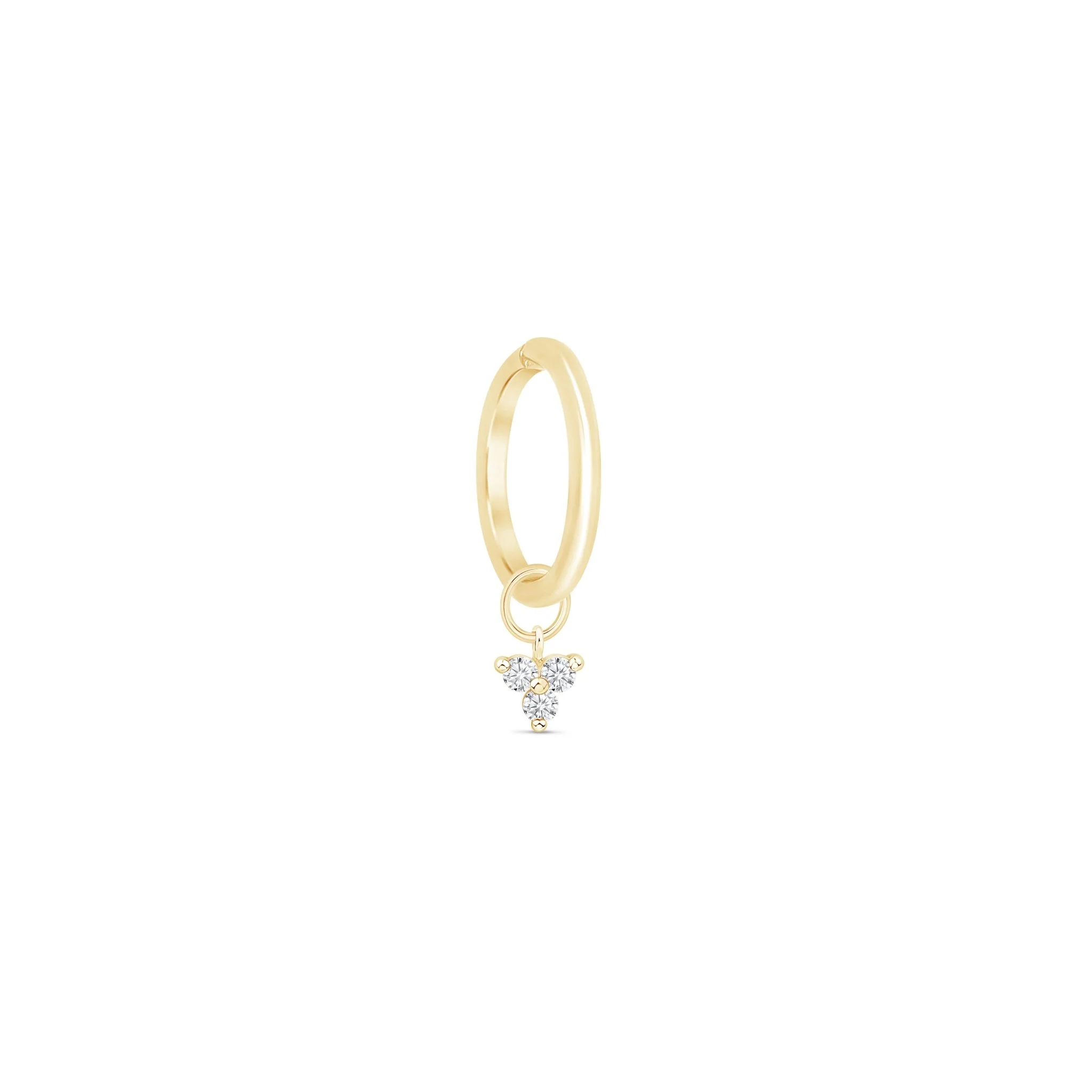 Yellow Gold Gemstone Trinity Charm Hoop