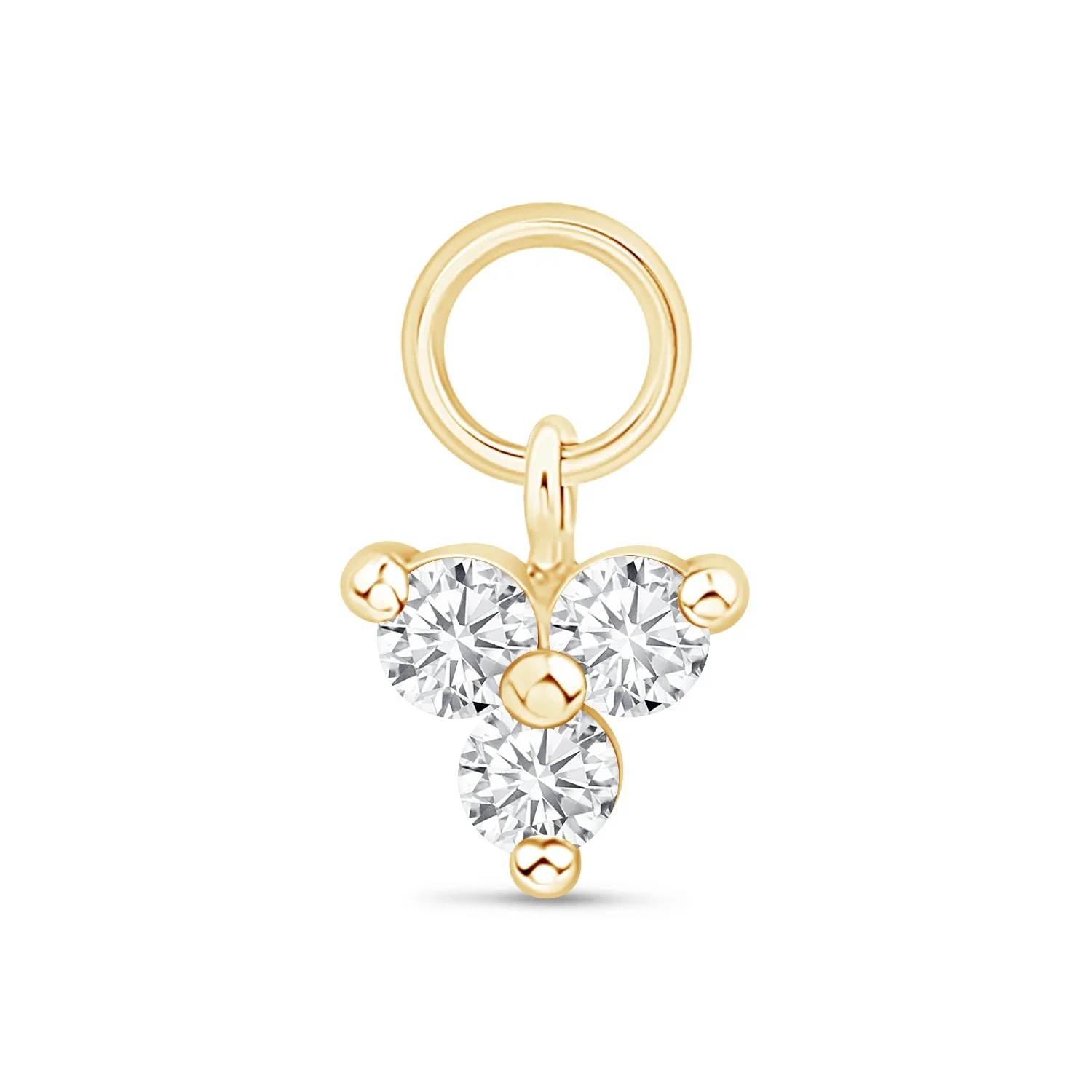 Yellow Gold Gemstone Trinity Charm Hoop - Image 3
