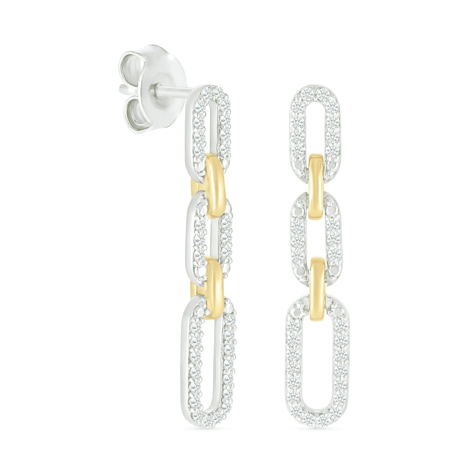 Yellow Gold Triple Diamond Paperclip Dangle