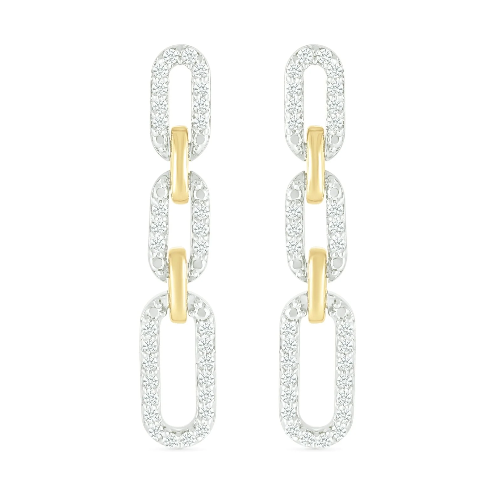Yellow Gold Triple Diamond Paperclip Dangle - Image 3