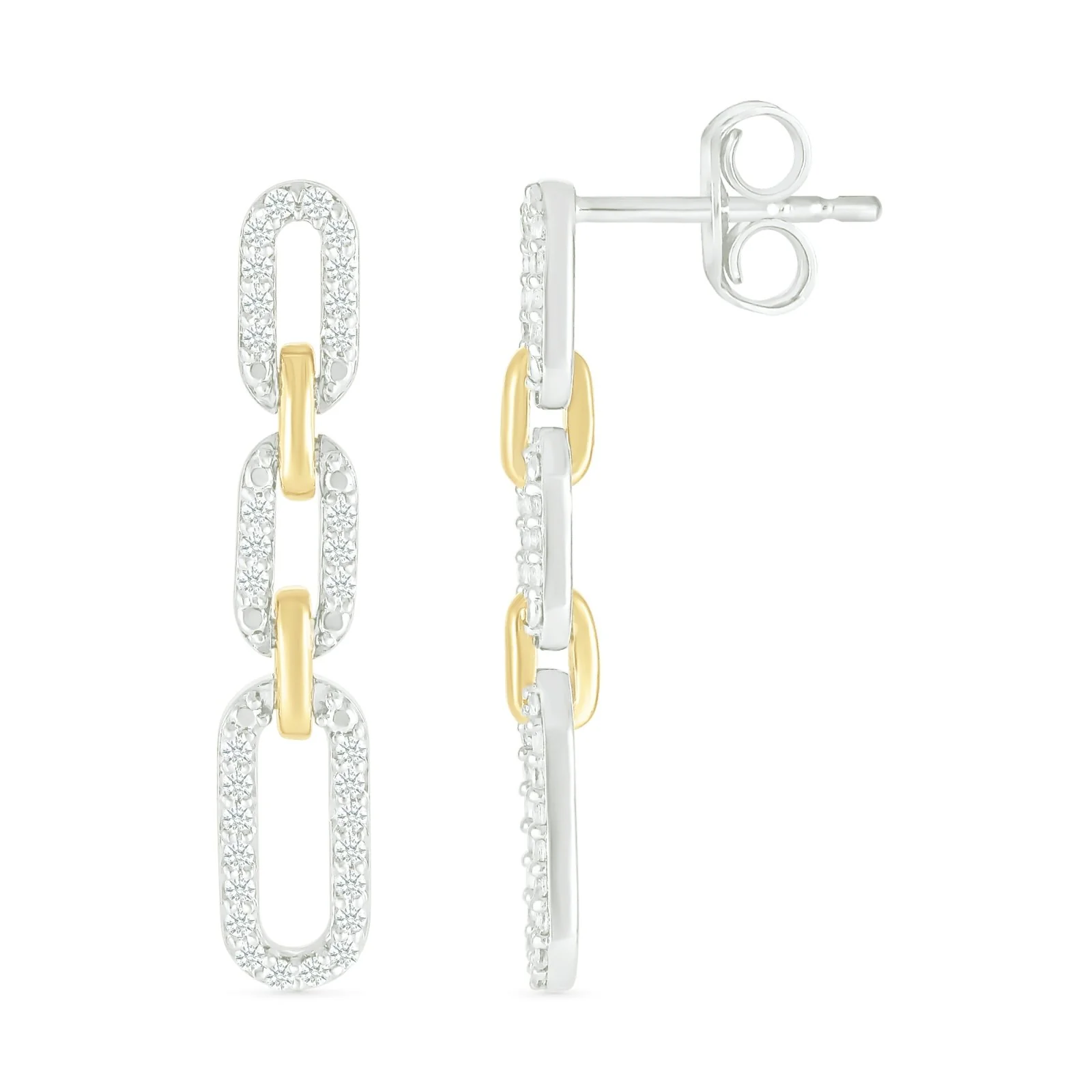 Yellow Gold Triple Diamond Paperclip Dangle - Image 4