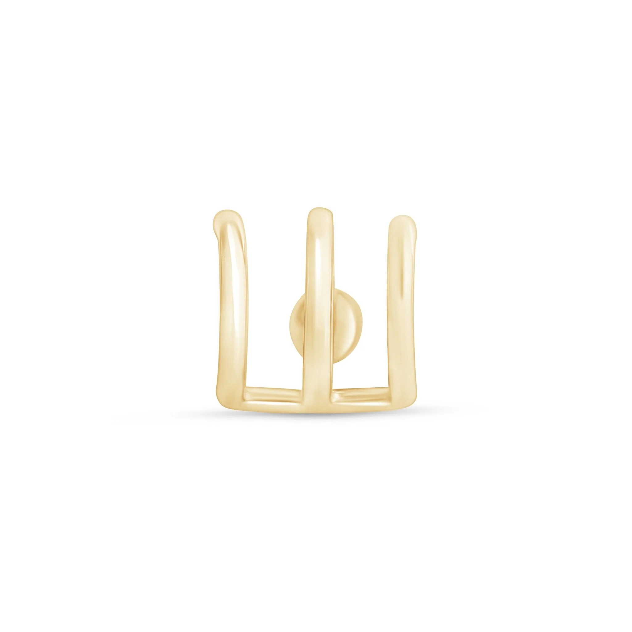 Yellow Gold Triple Wave Huggie Stud - Image 4
