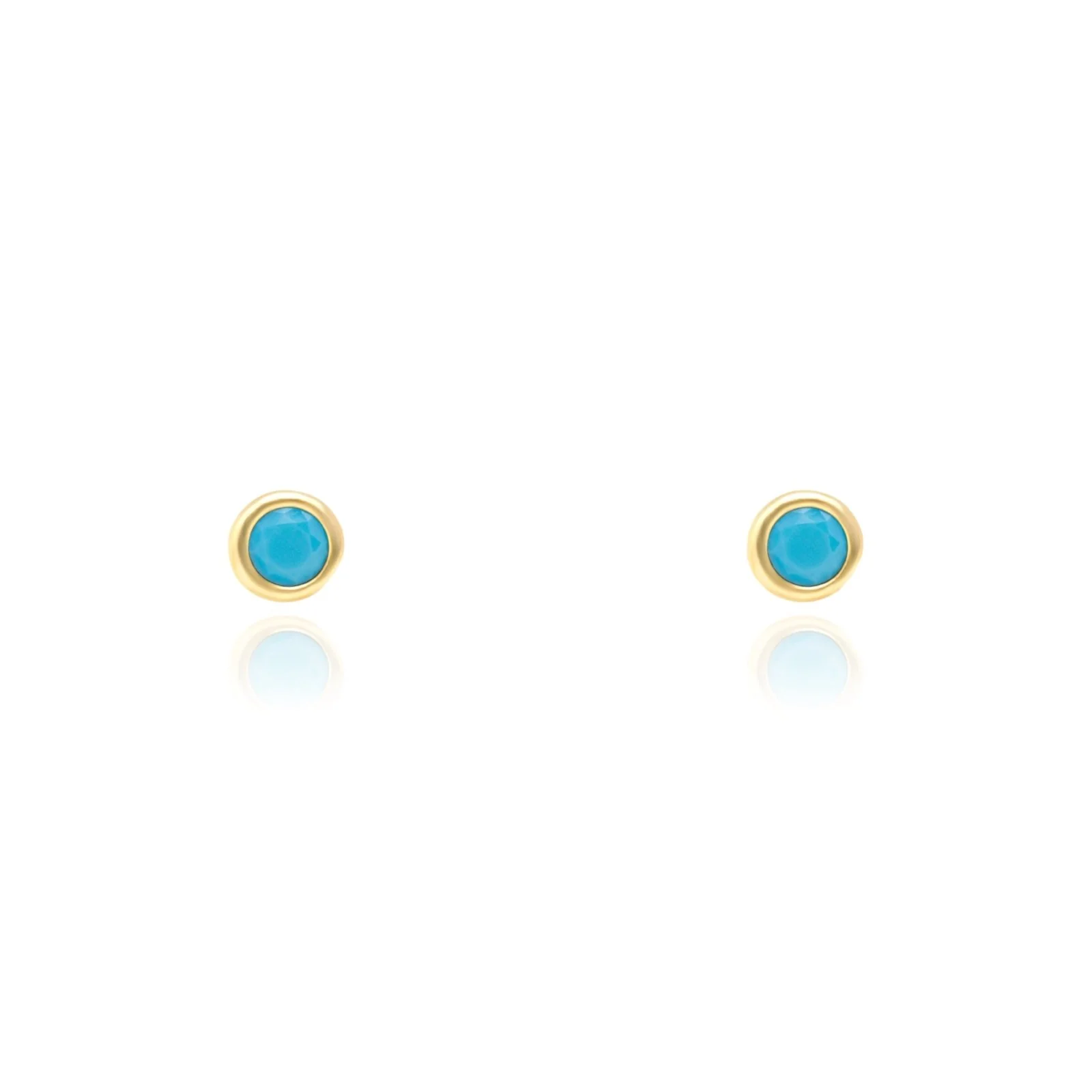 Yellow Gold Turquoise Bezel Set Stud