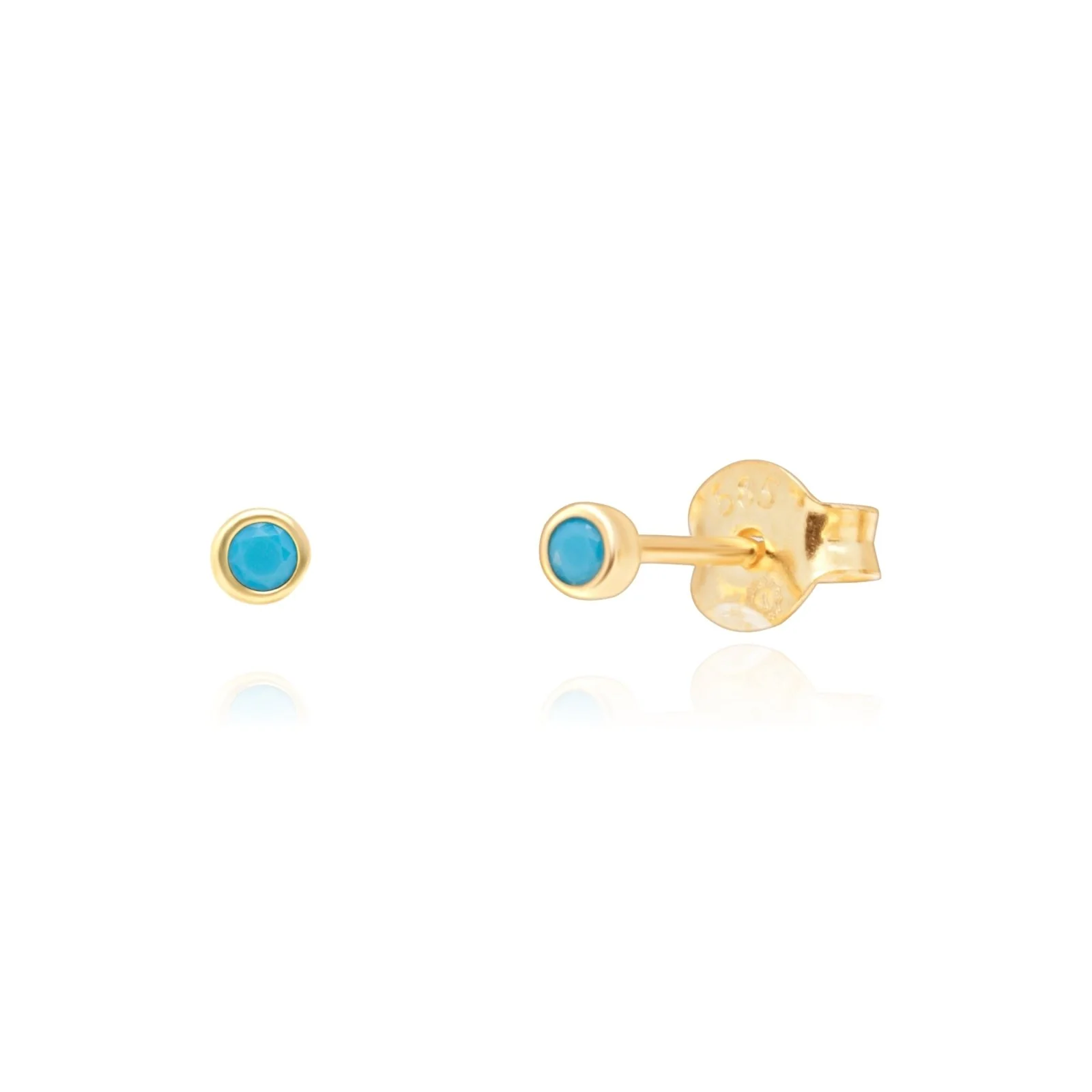 Yellow Gold Turquoise Bezel Set Stud - Image 7