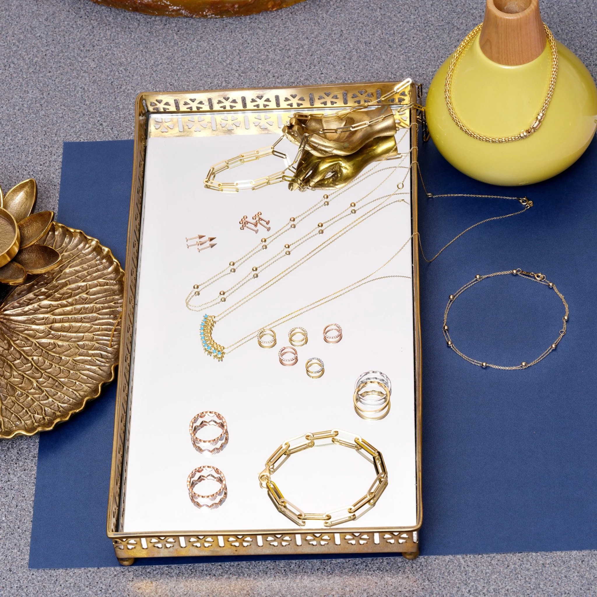 Yellow Gold Turquoise Fringe Necklace - Image 6
