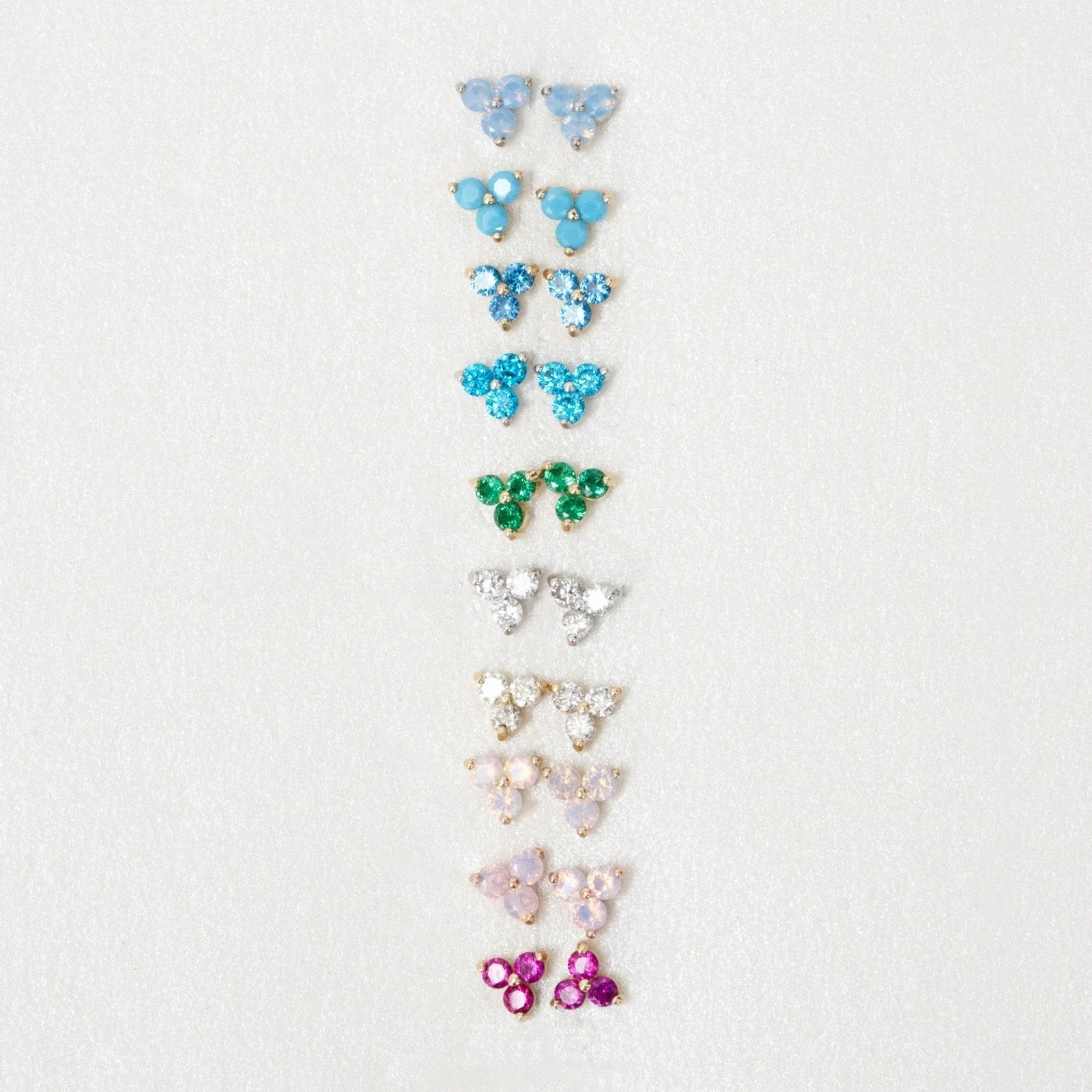 Yellow Gold Turquoise Trinity Cluster Flat Back Earring - Image 13