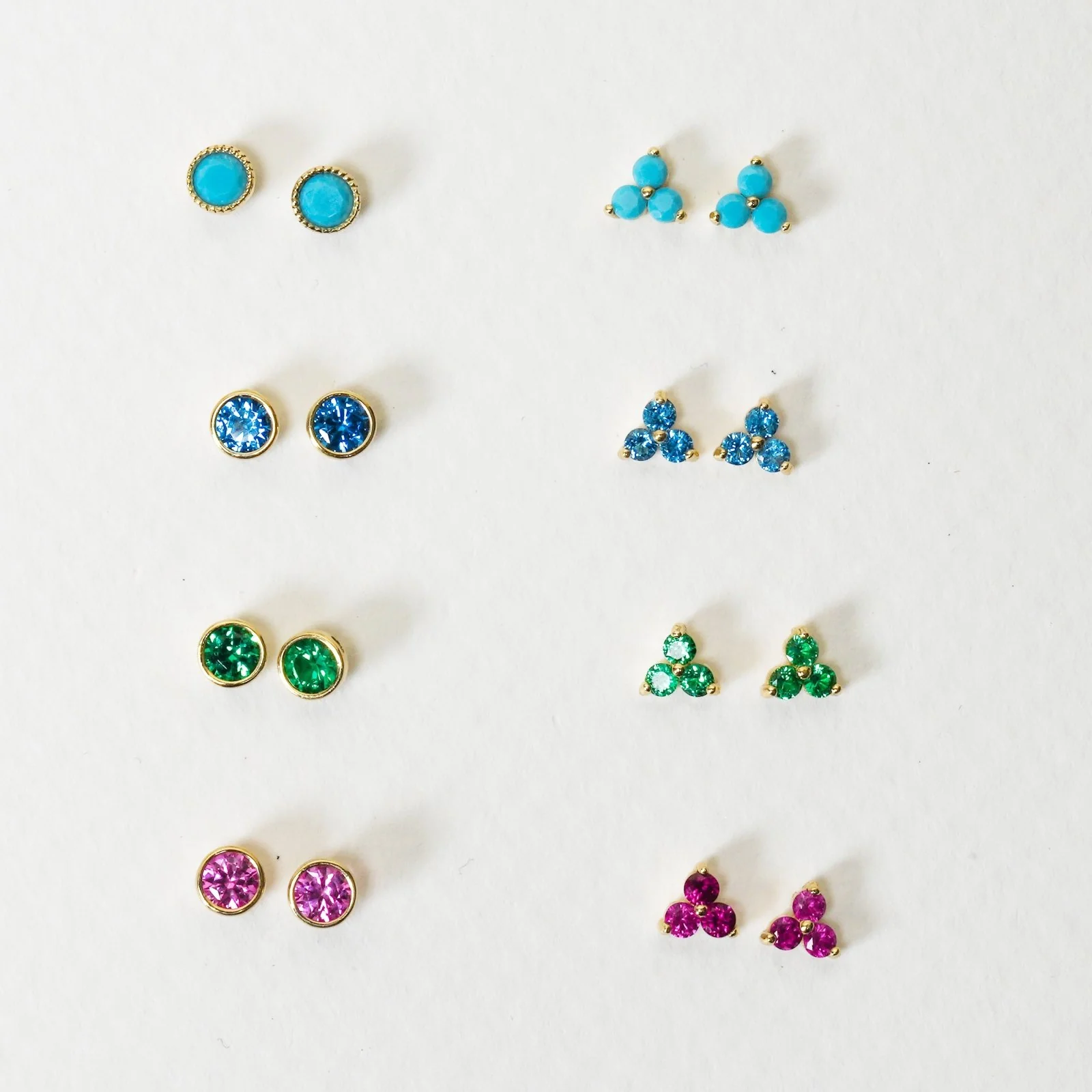 Yellow Gold Turquoise Trinity Cluster Stud - Image 6