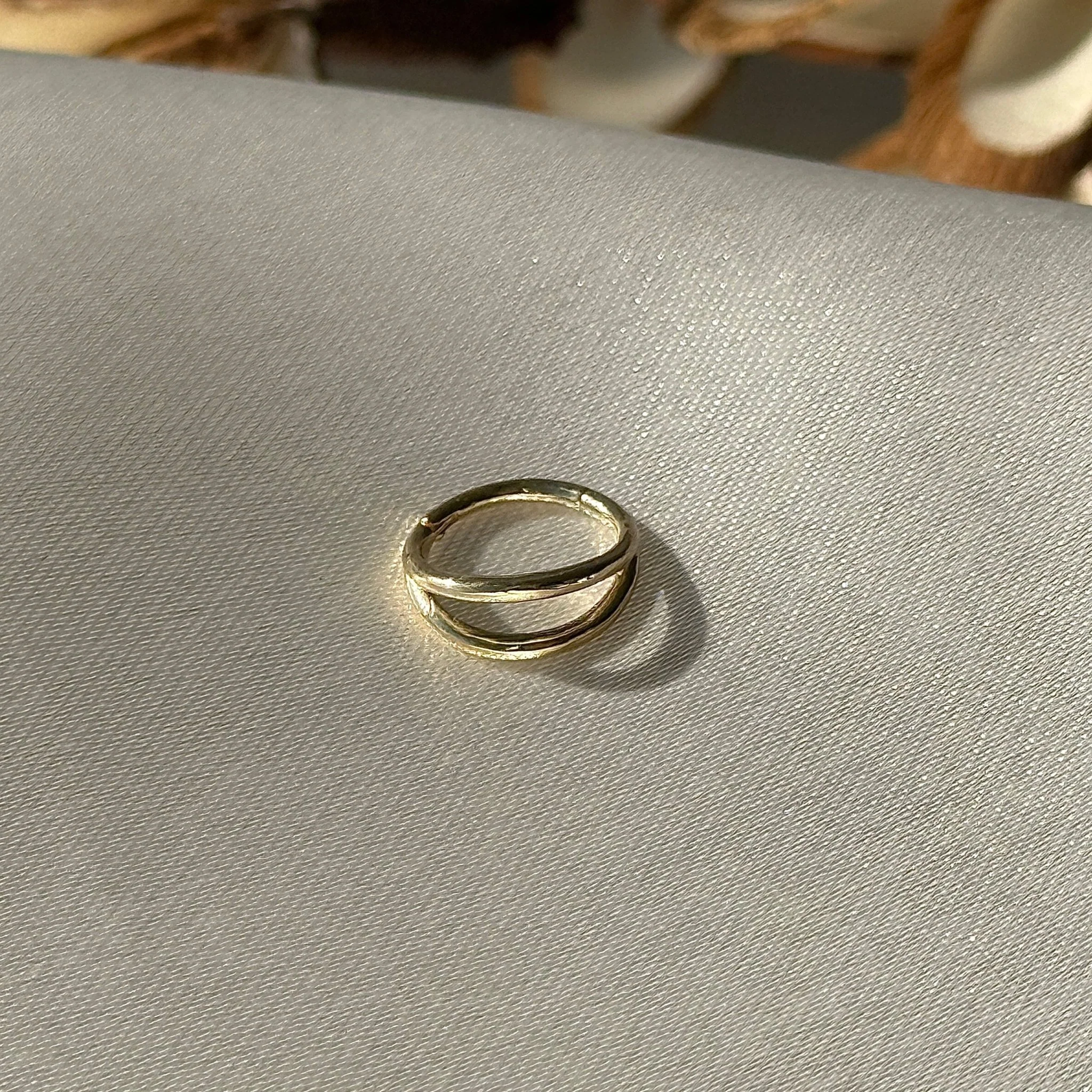 Yellow Gold Twin Band Statement Hoop - Image 11