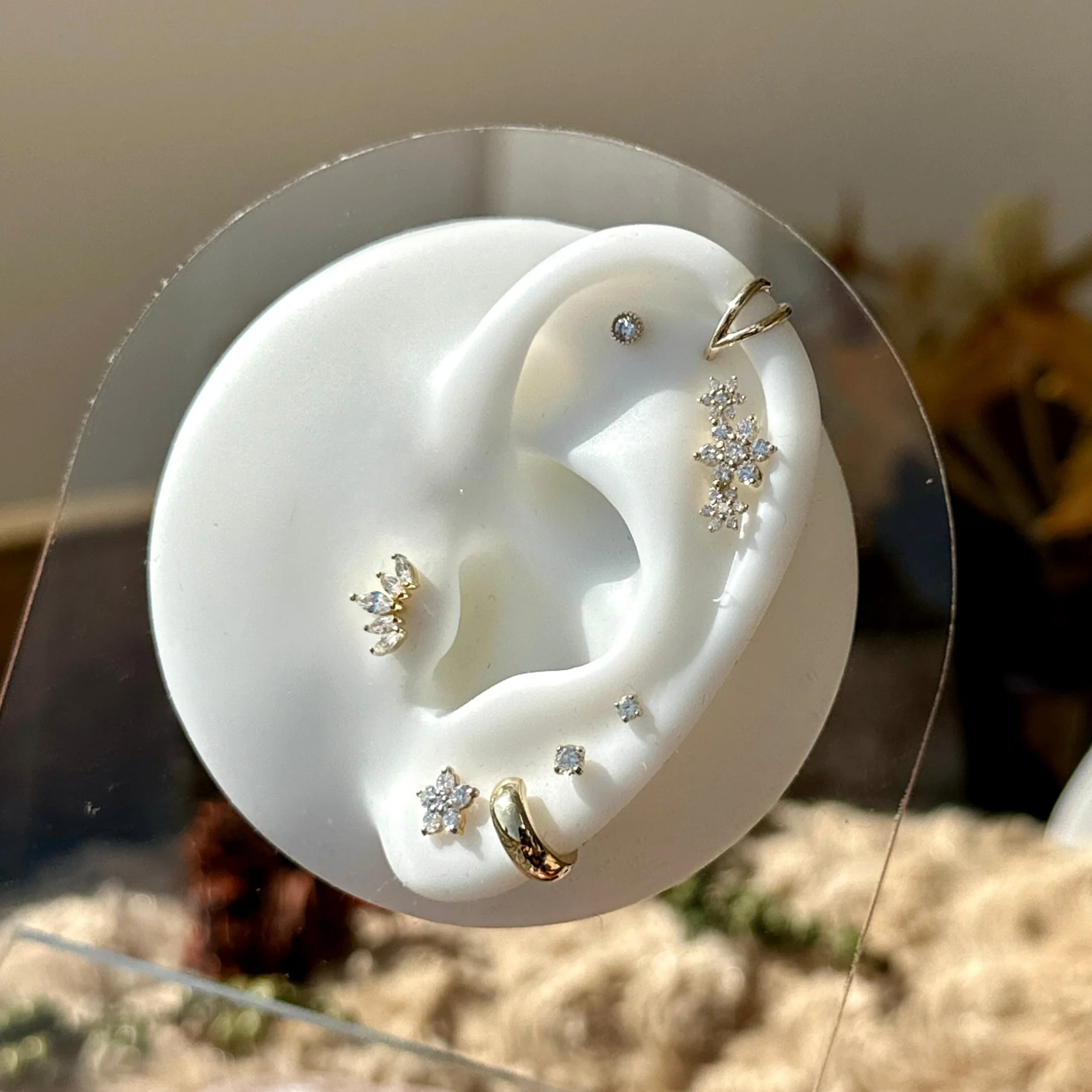 Yellow Gold Twin Band Statement Hoop - Image 13