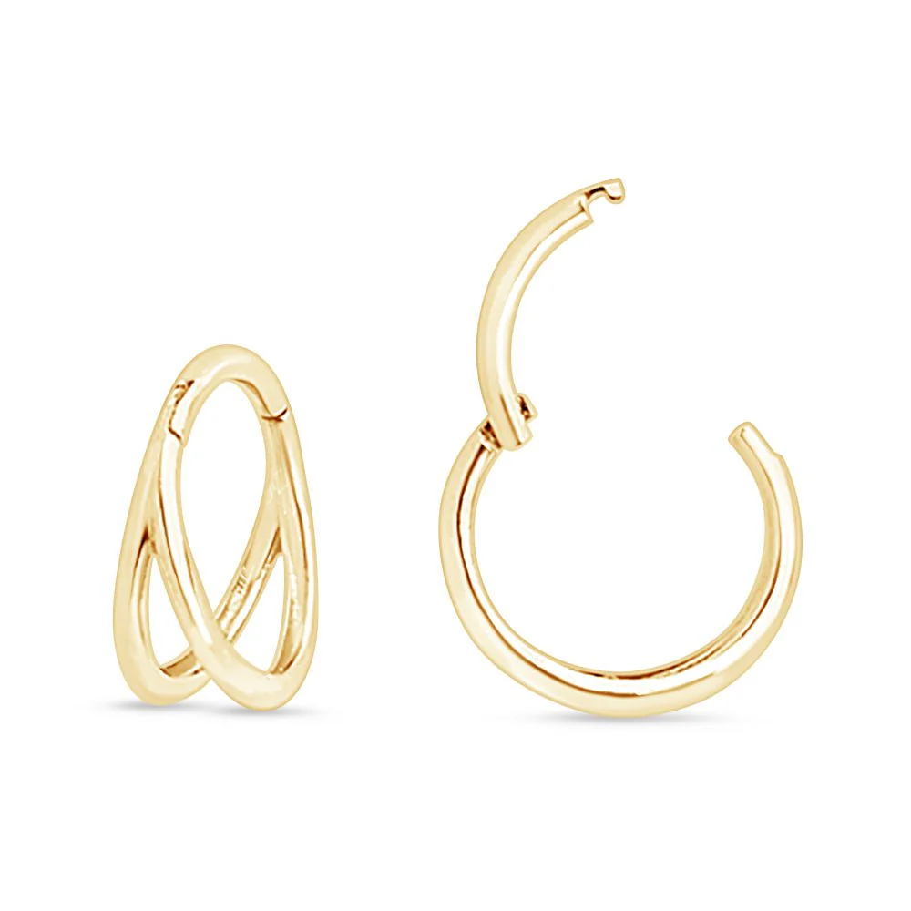 Yellow Gold Twin Band Statement Hoop - Image 15