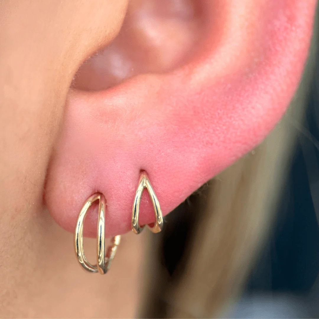 Yellow Gold Twin Band Statement Hoop - Image 7