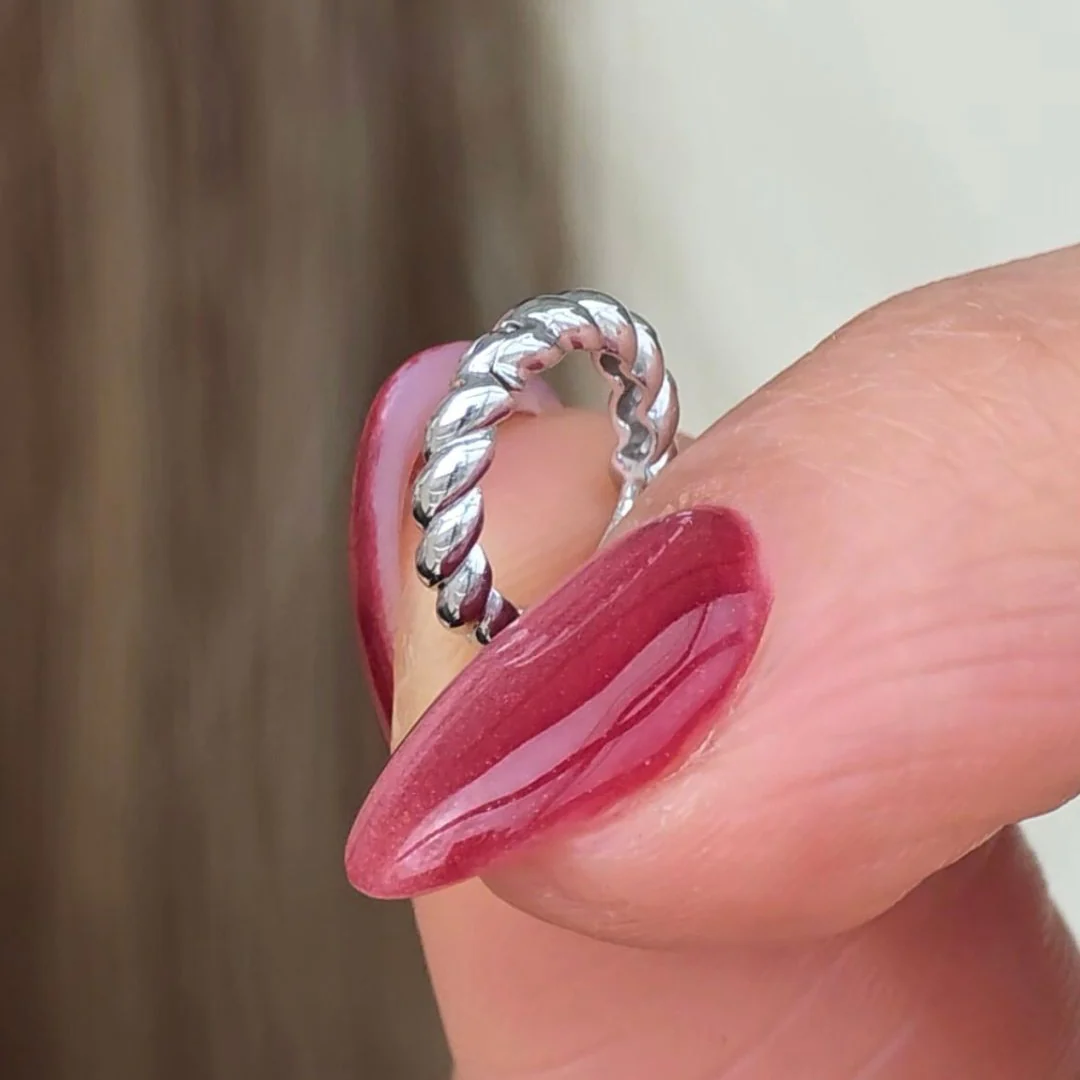 White Gold Twisted Rope Huggie Hoop - Image 8