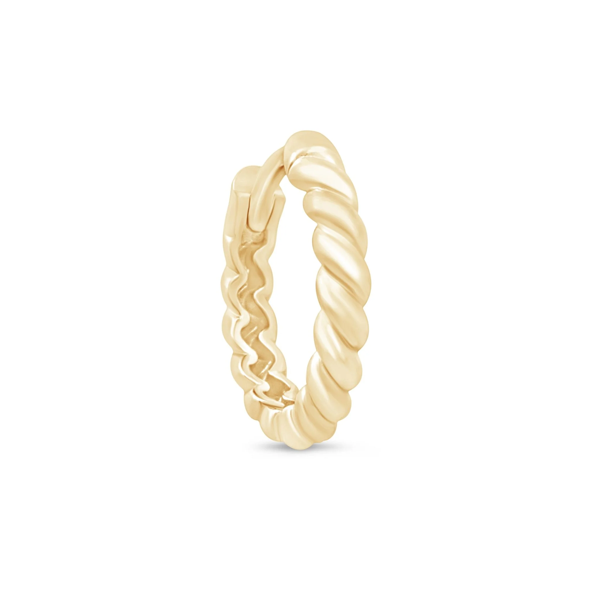 Yellow Gold Twisted Rope Huggie Hoop