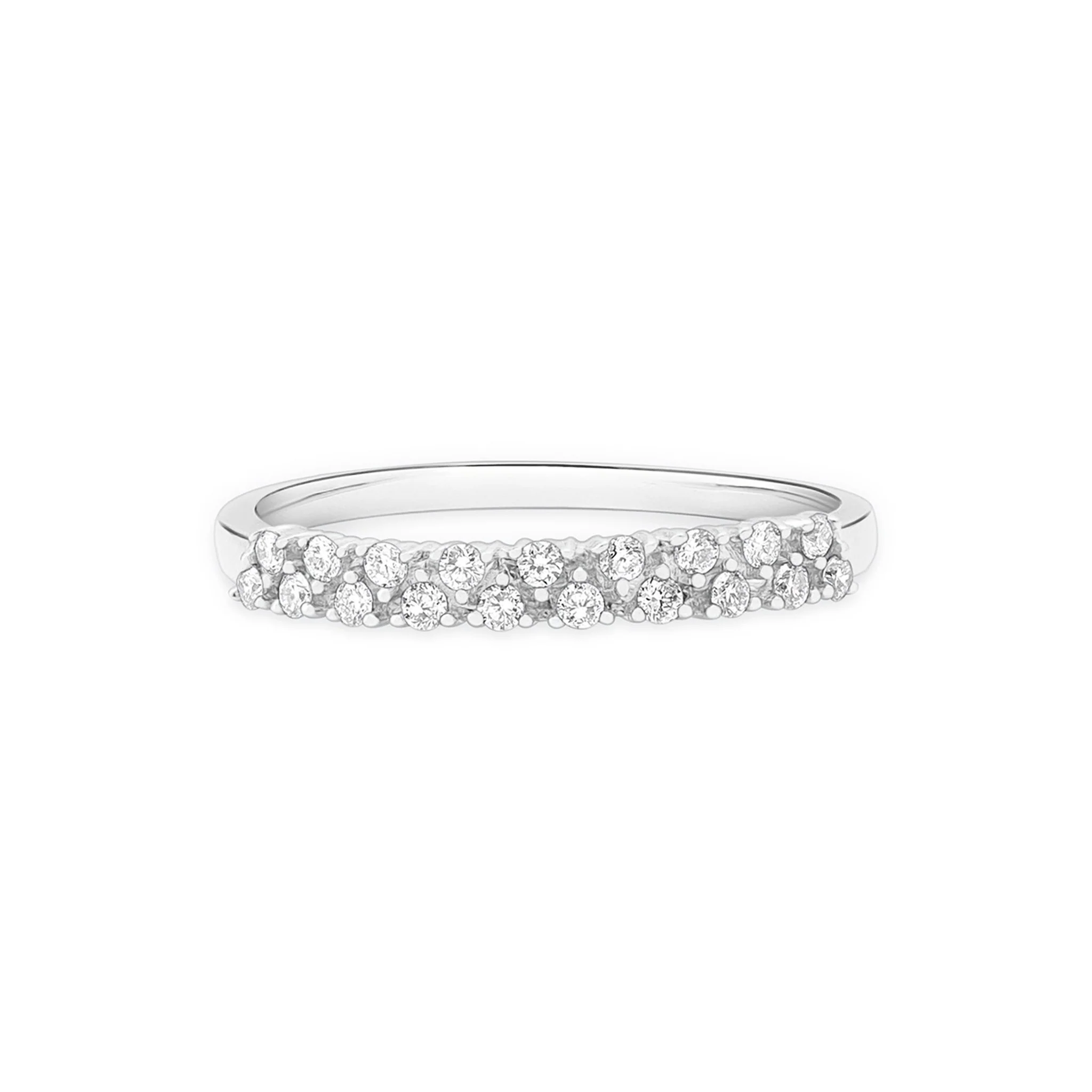 Double Row Diamond Eternity Ring in Solid 14k White Gold