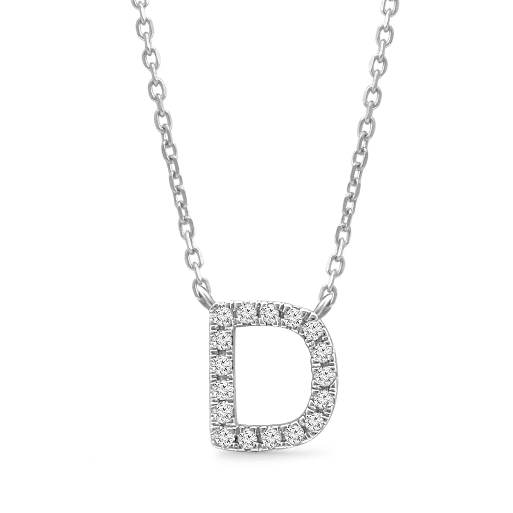 White Gold Diamond Initial Charm Necklace - Image 14