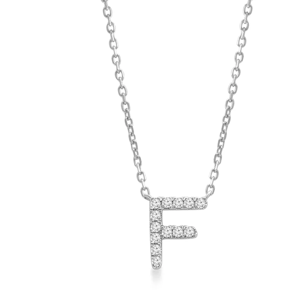 White Gold Diamond Initial Charm Necklace - Image 16