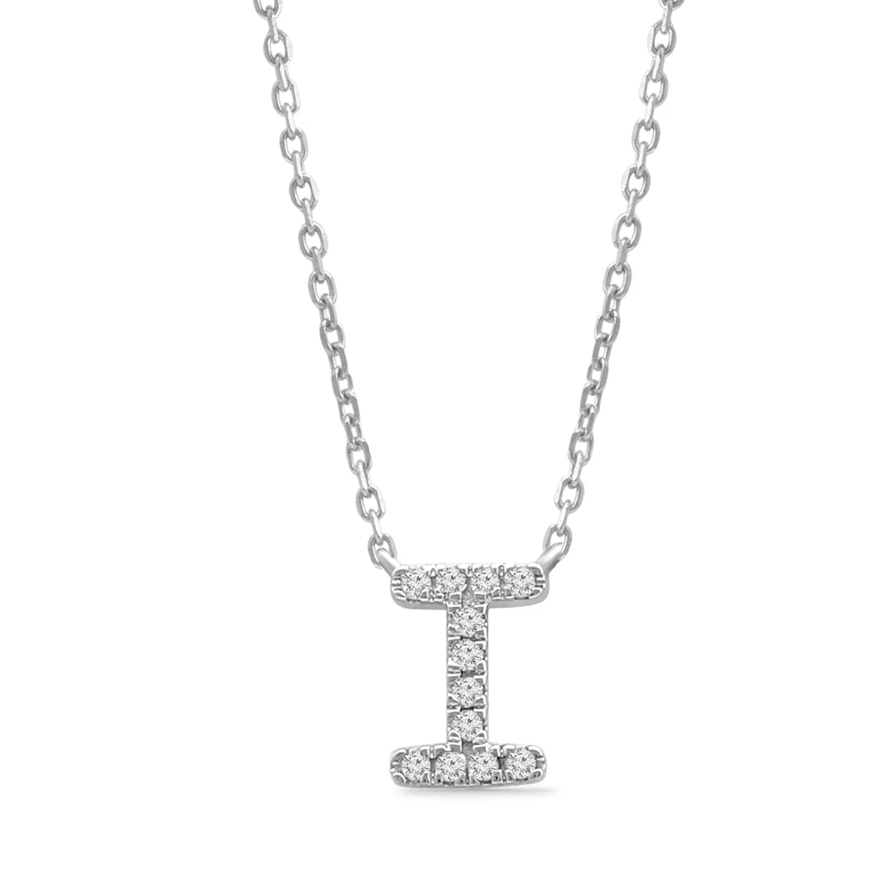White Gold Diamond Initial Charm Necklace - Image 19