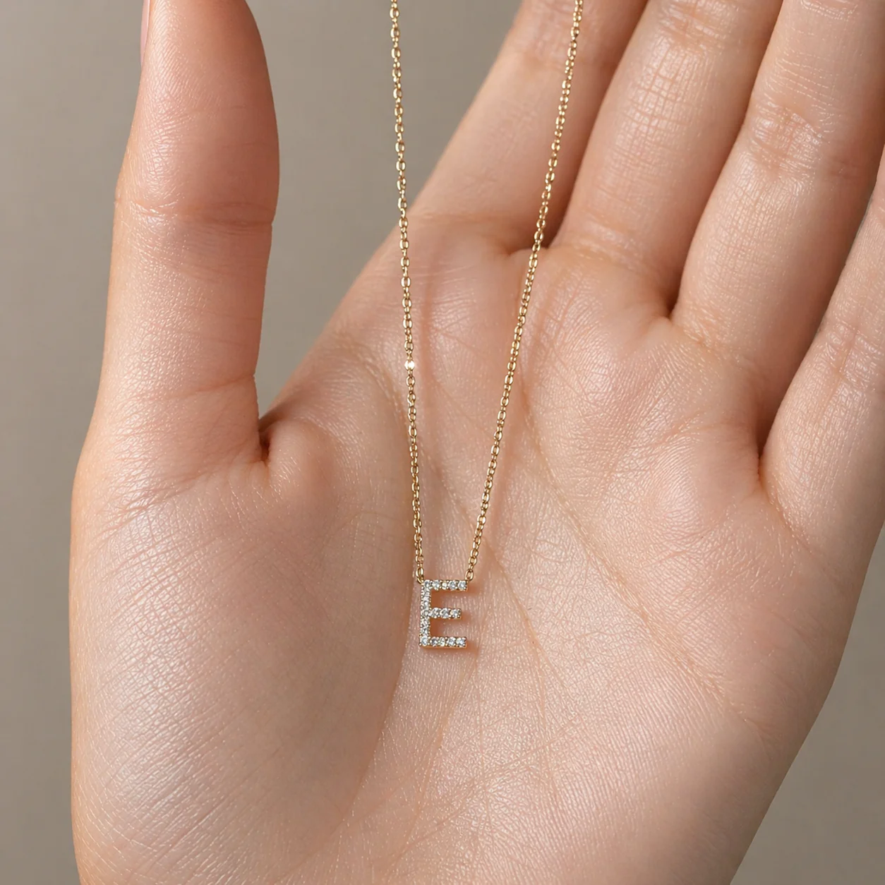 White Gold Diamond Initial Charm Necklace - Image 36