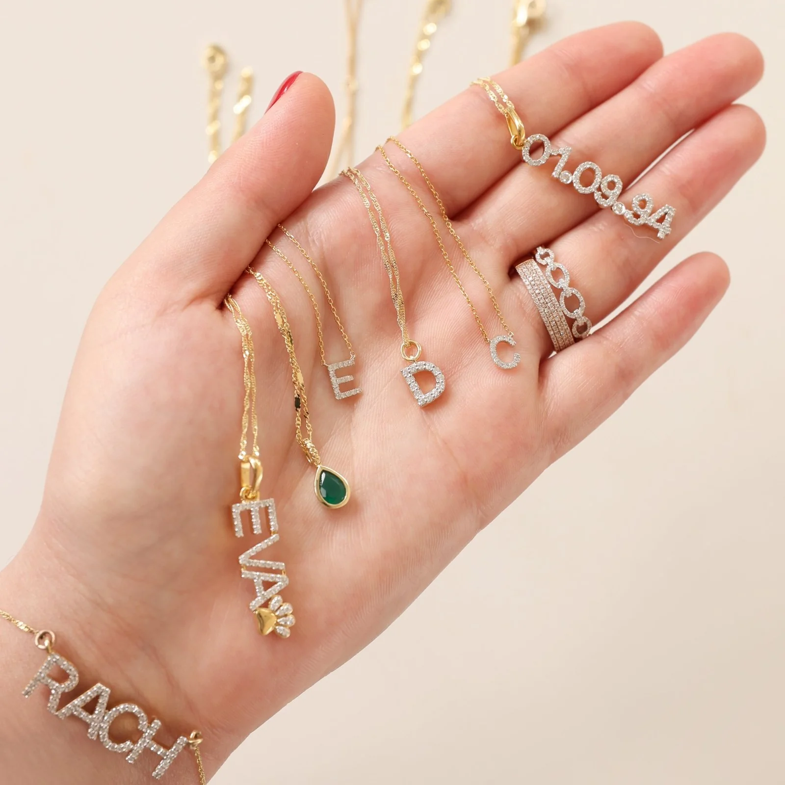 Yellow Gold Diamond Initial Charm Necklace - Image 5