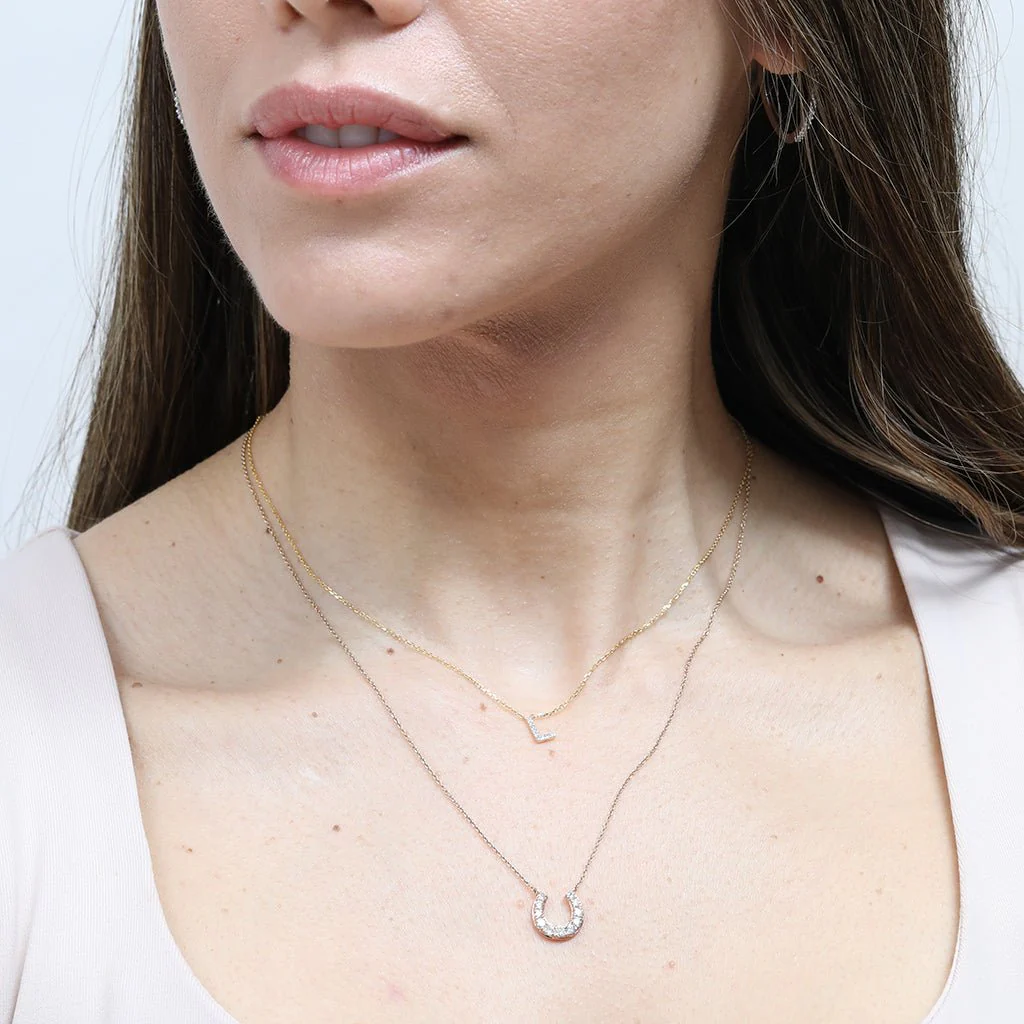 Yellow Gold Diamond Initial Charm Necklace - Image 8