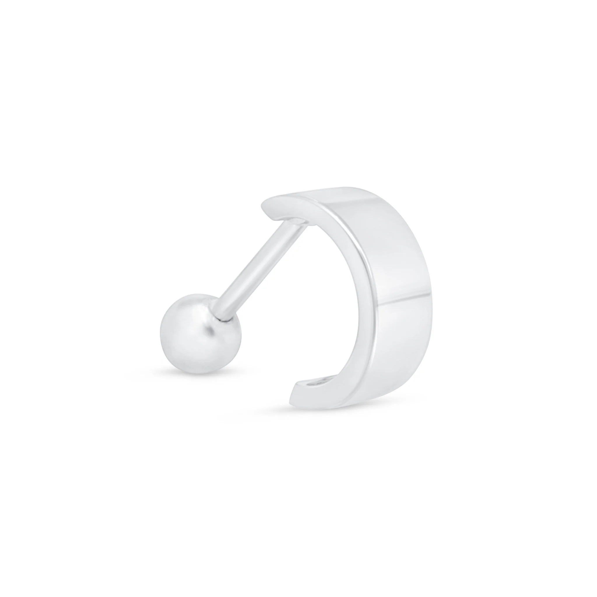 White Gold Wide Huggie Hoop - Image 7