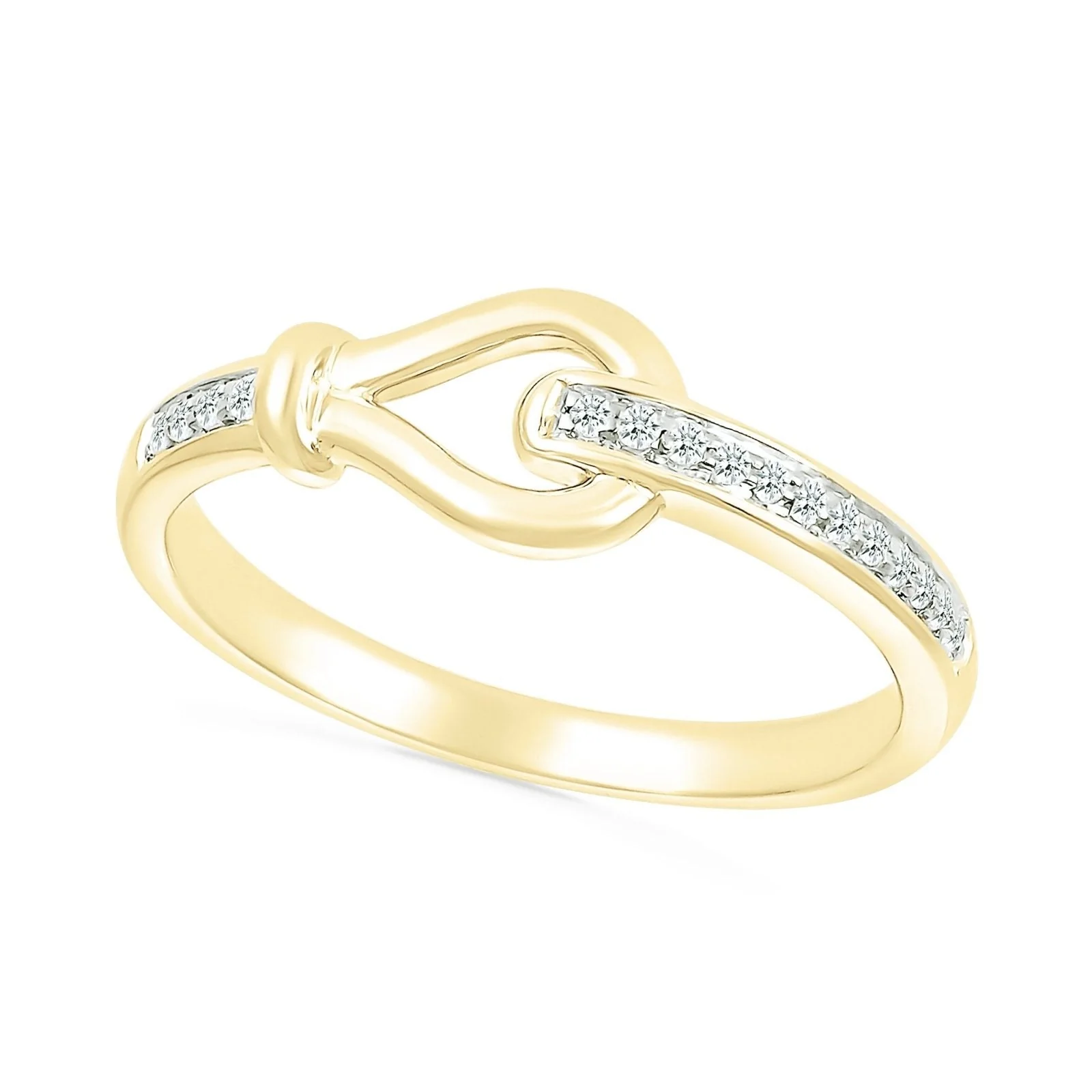 Diamond Gancini Loop Ring in Solid 10k Yellow Gold