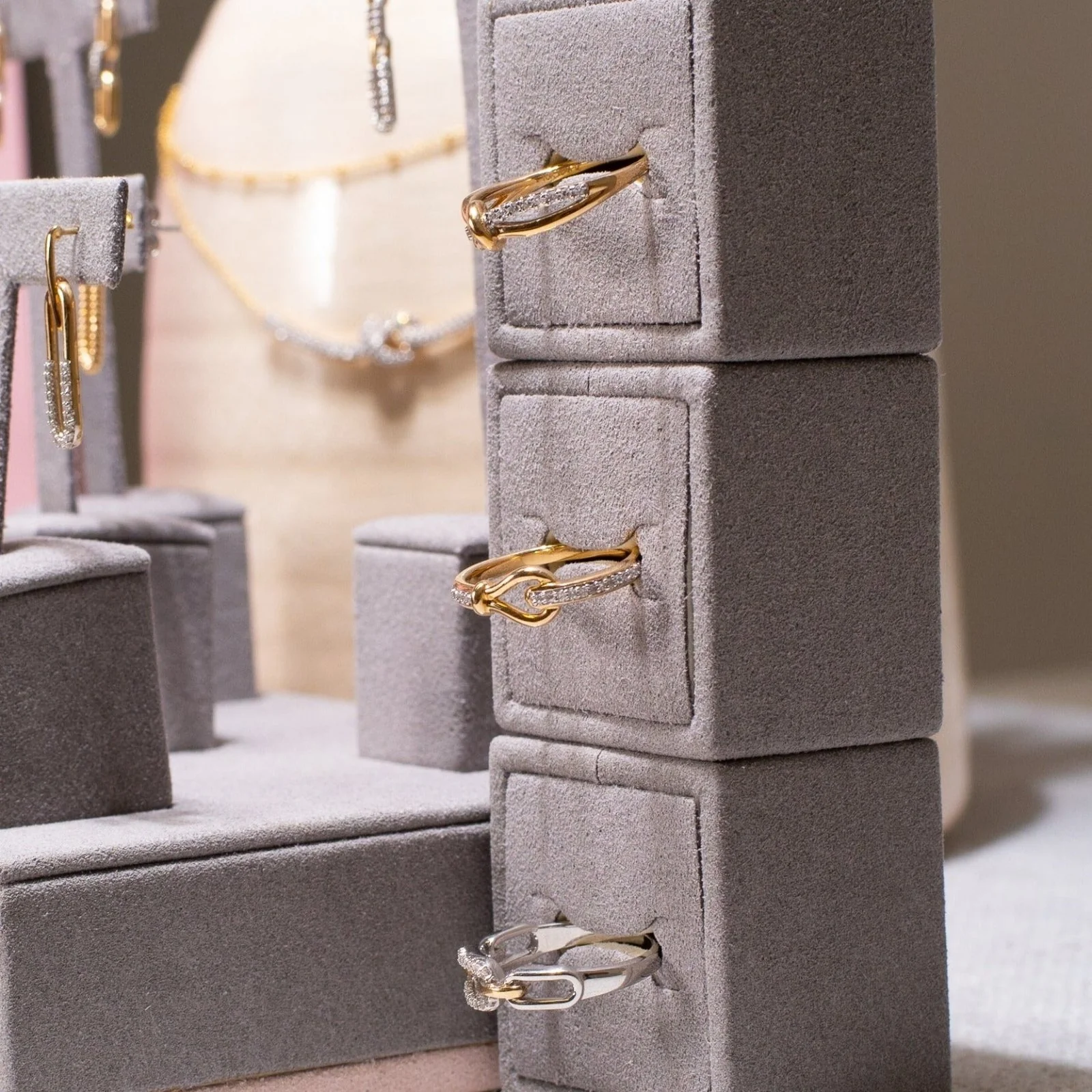 Diamond Gancini Loop Ring in Solid 10k Yellow Gold - Image 2
