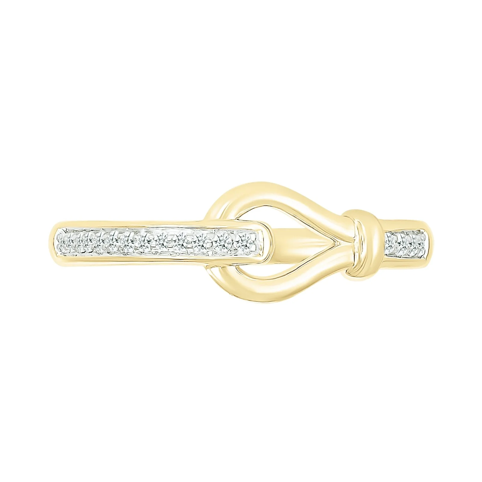 Diamond Gancini Loop Ring in Solid 10k Yellow Gold - Image 3