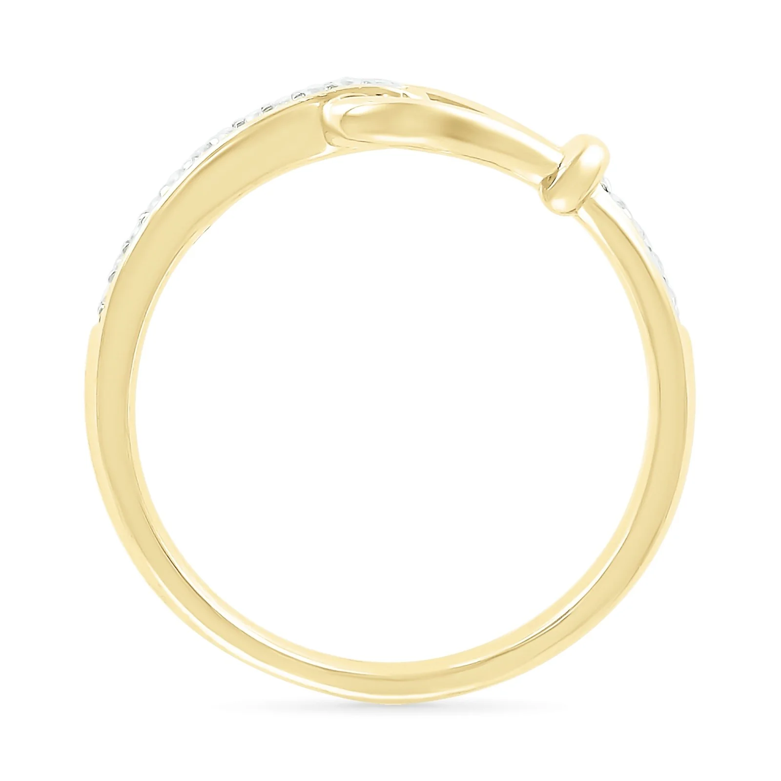 Diamond Gancini Loop Ring in Solid 10k Yellow Gold - Image 6
