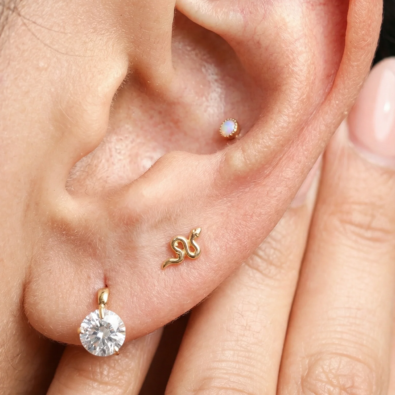 Yellow Gold Floating Gemstone Flat Back Drop Earring - Image 11